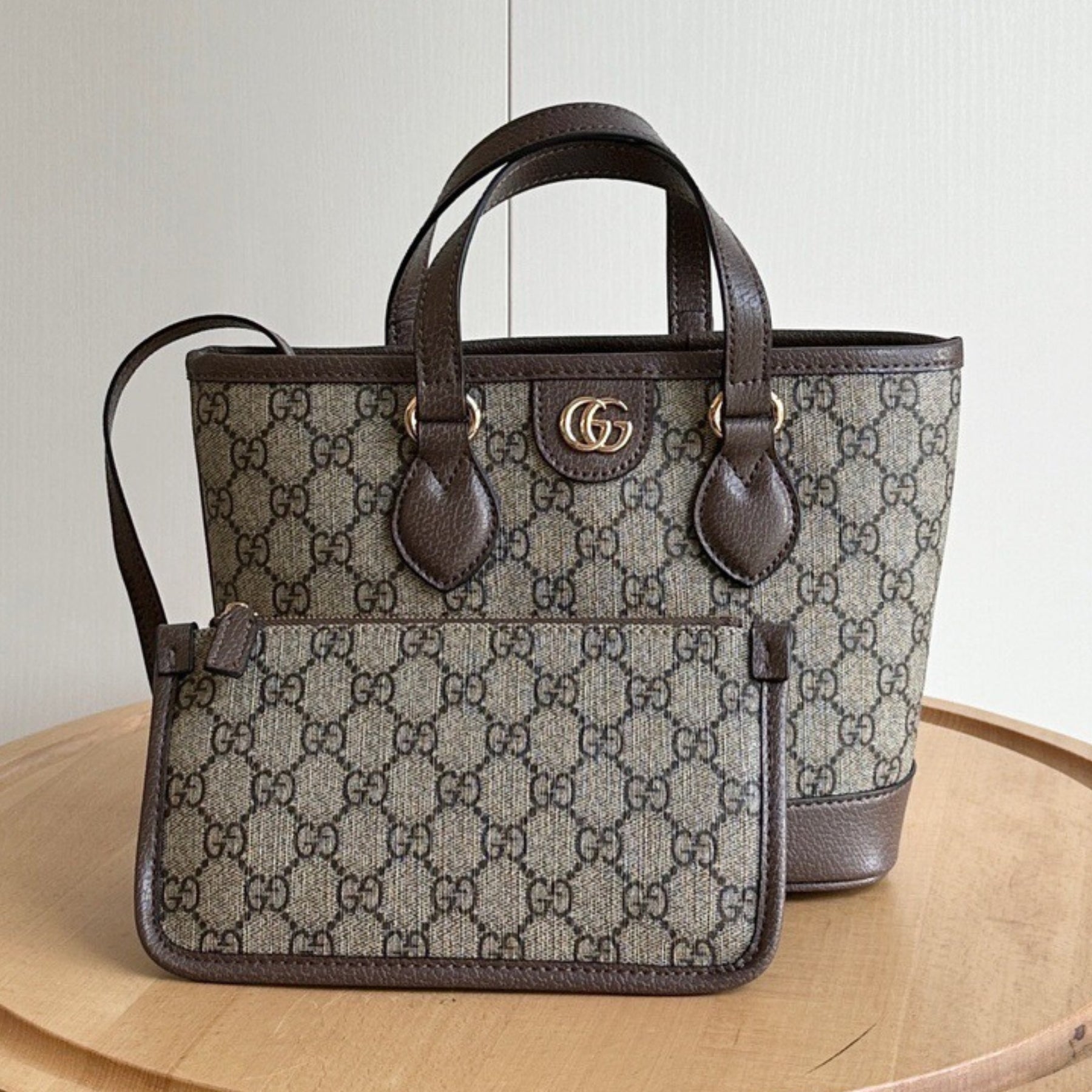 GG Ophidia Tote Mini Supreme Beige and Brown 22cm Bag