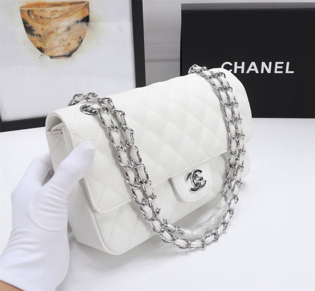 CHN Classic White Bag with Silver 25cm