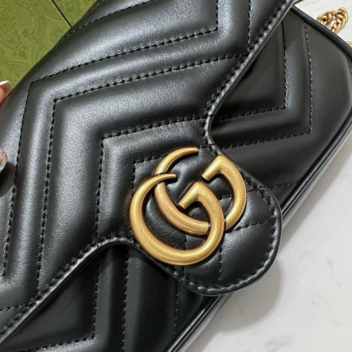 GG Marmont Mini Black Bag 21.5cm
