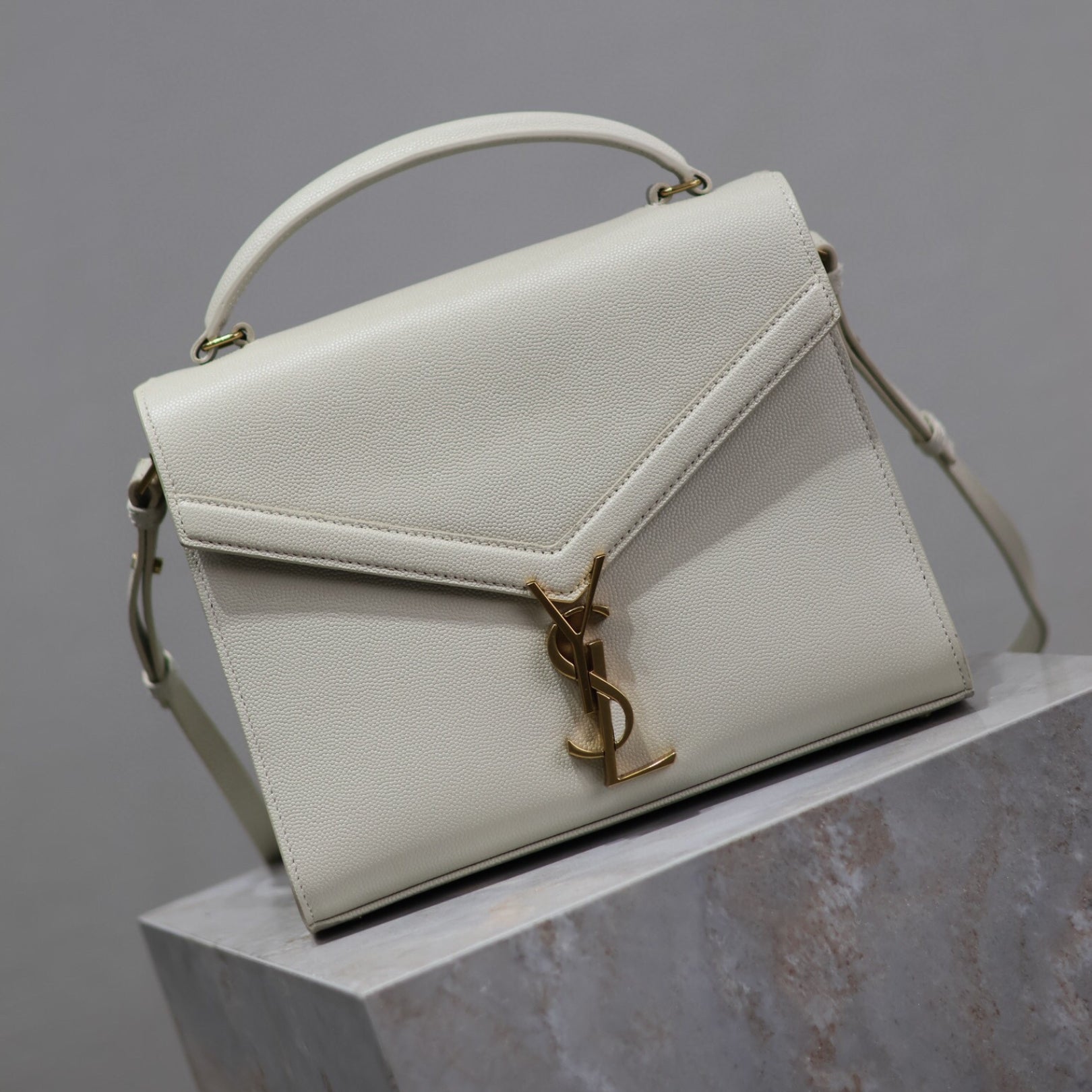 YSL Cassandra Small White Bag