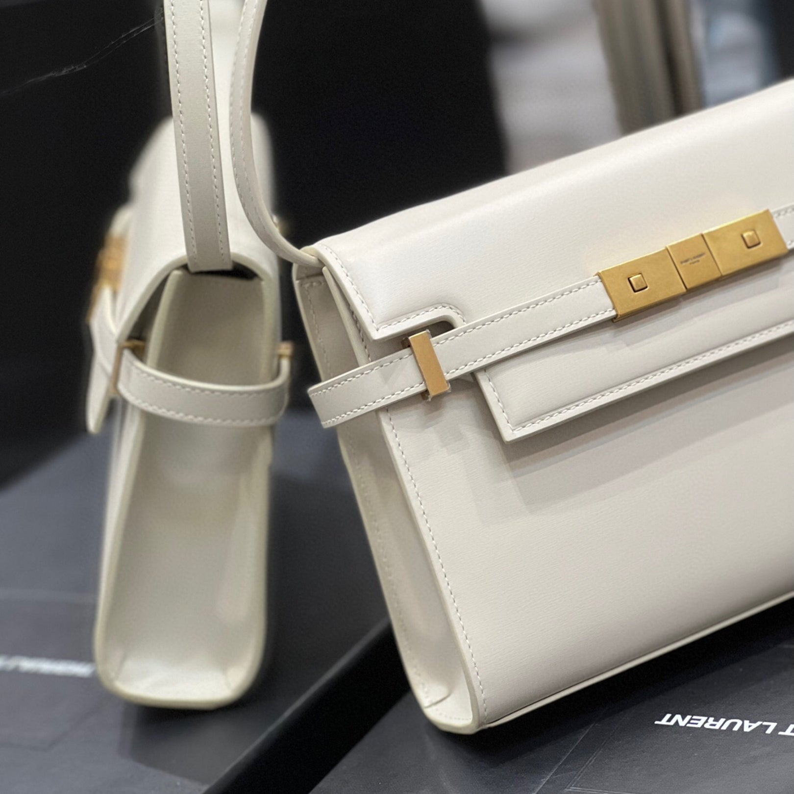 Small White YSL Manhattan Bag