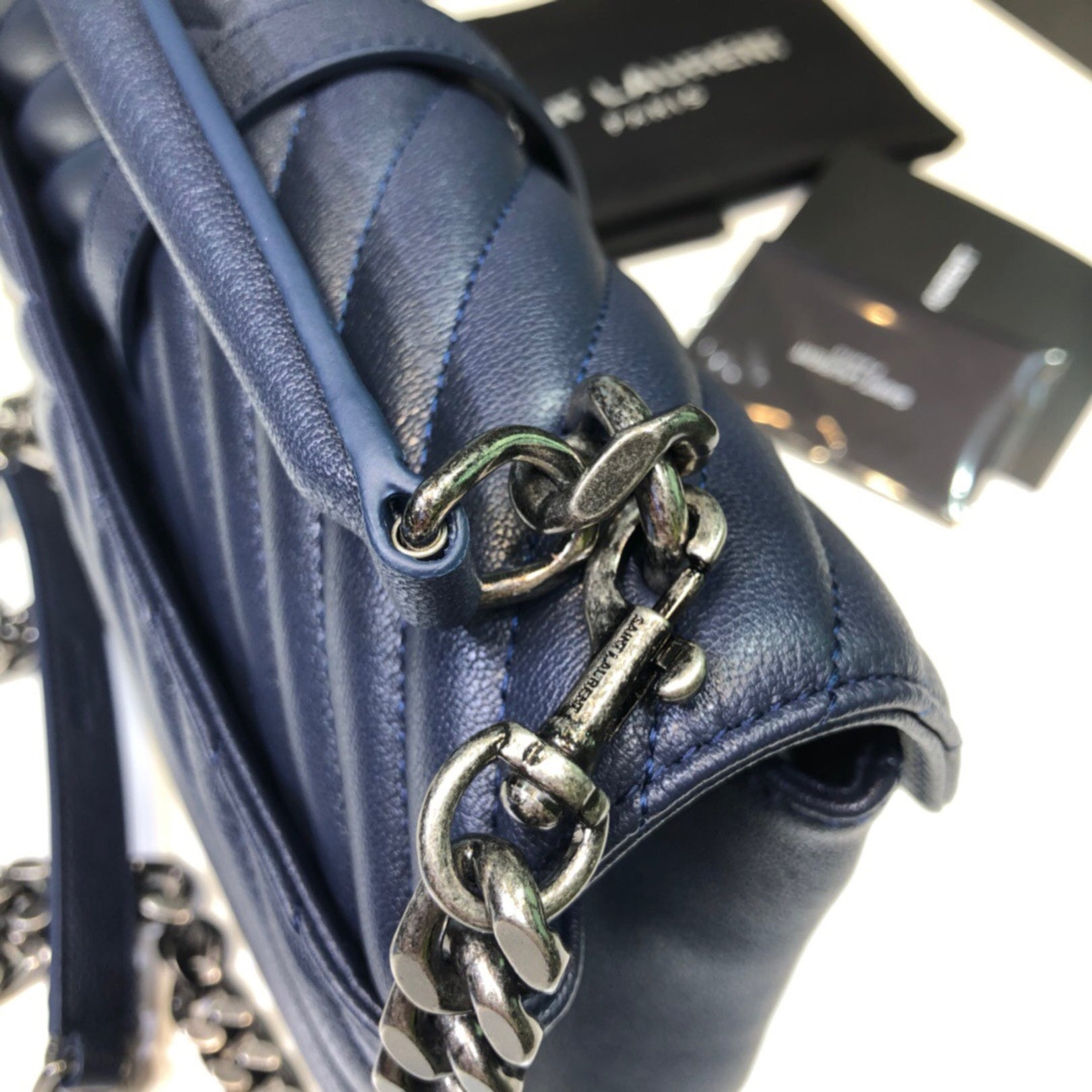 YSL College Medium Navy Blue Bag