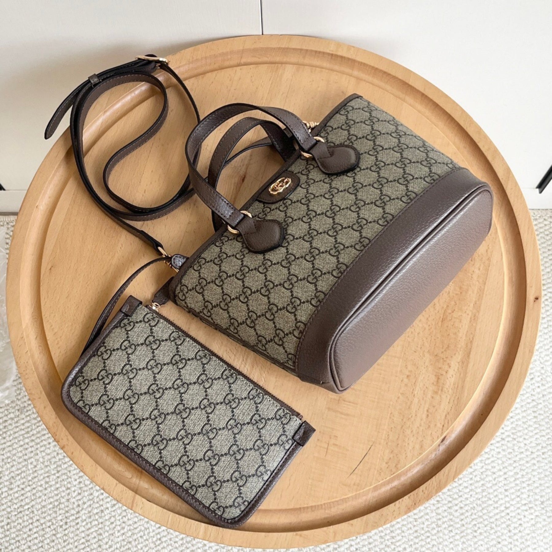 GG Ophidia Tote Mini Supreme Beige and Brown 22cm Bag