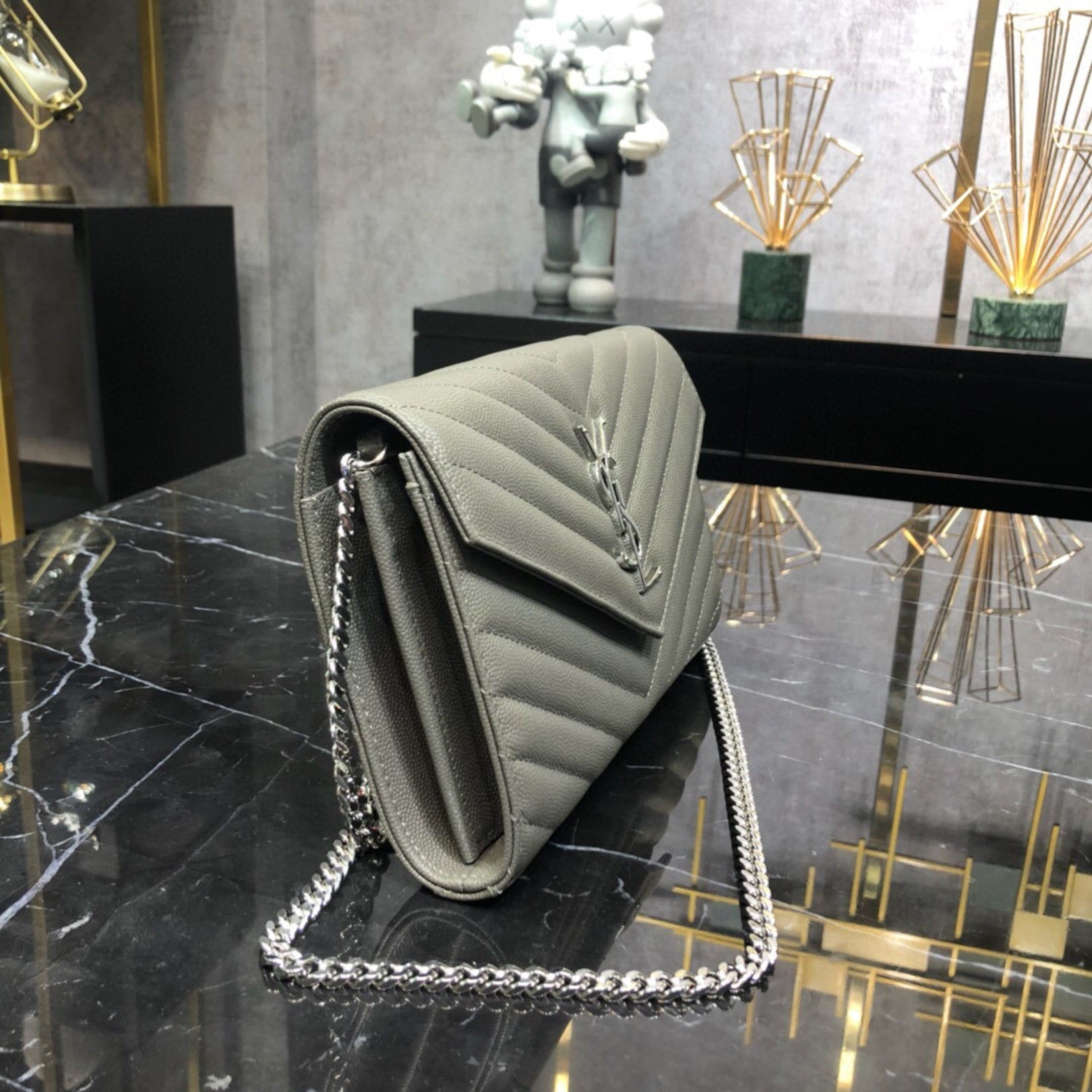 YSL Small Monogram Gray Bag