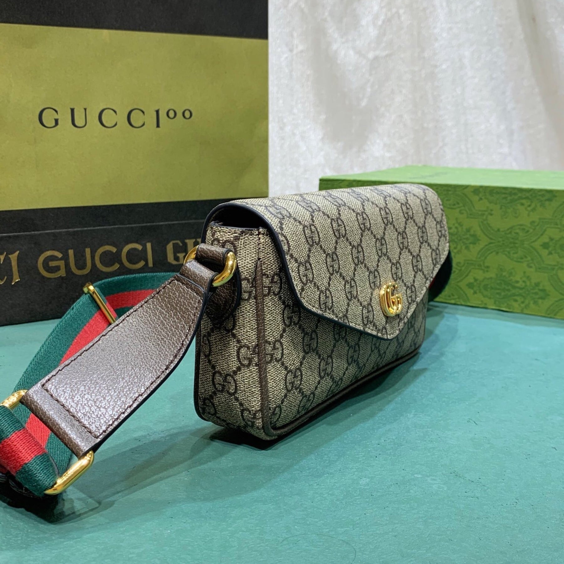 GG Ophidia Mini Beige Bag