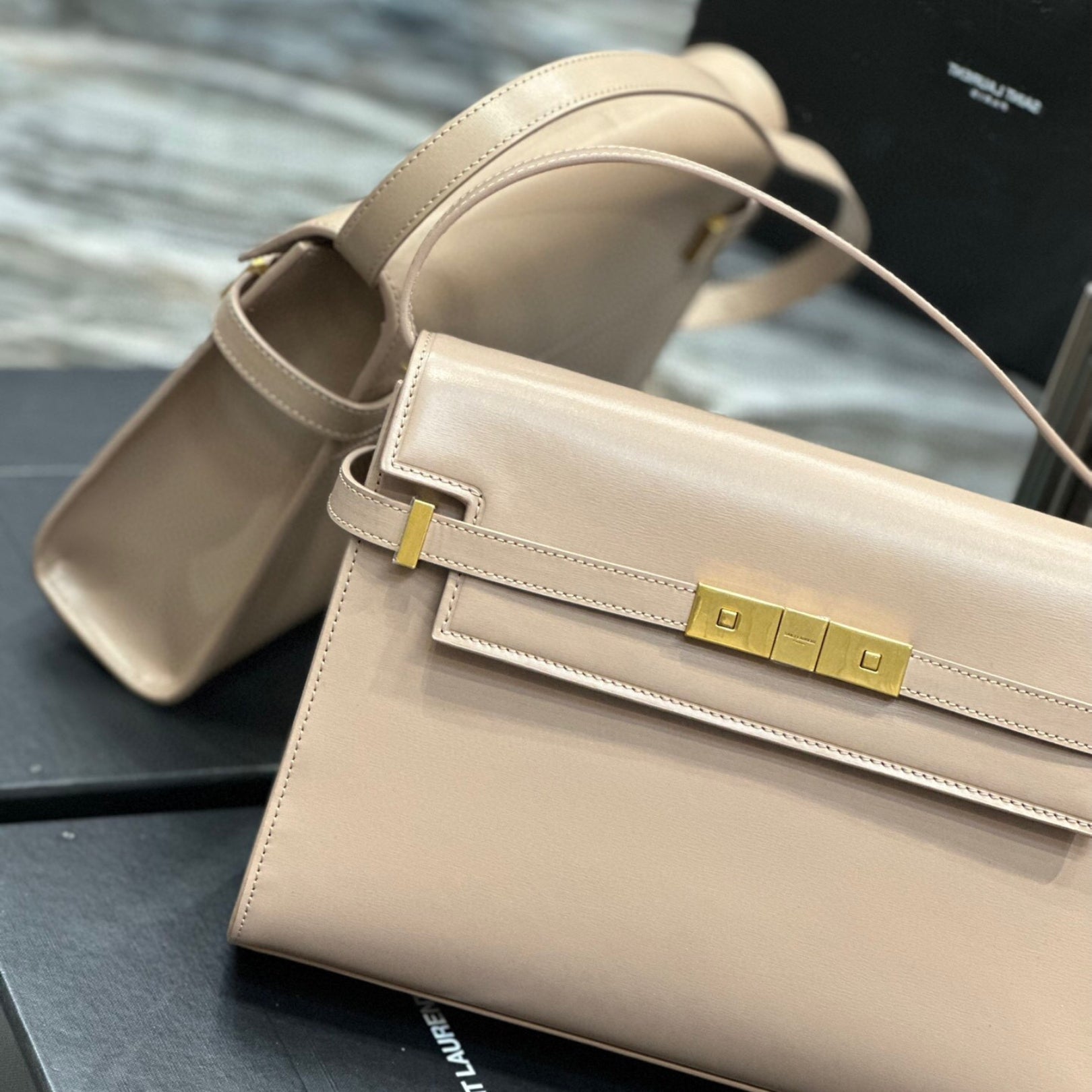 Small Beige YSL Manhattan Bag