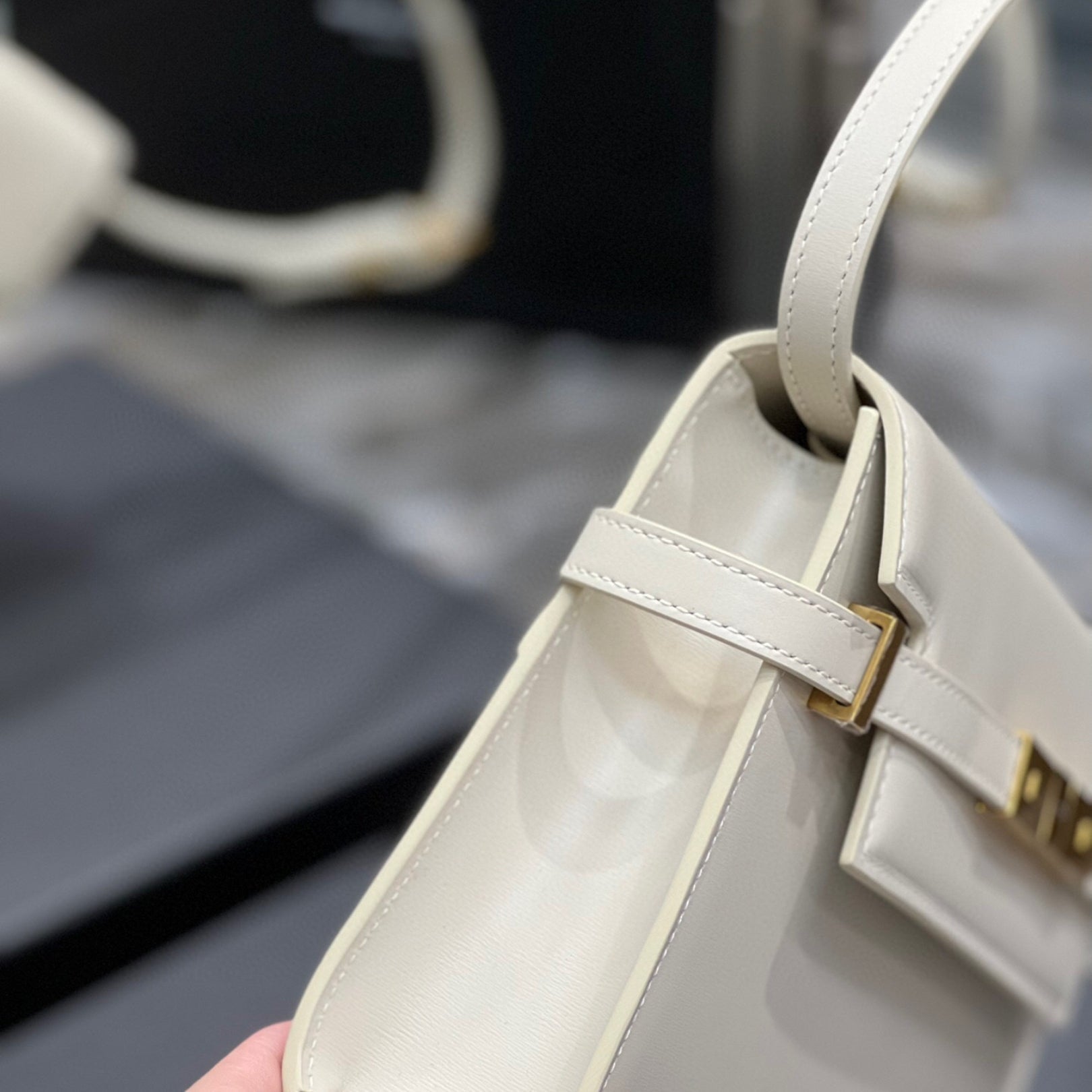 Small White YSL Manhattan Bag