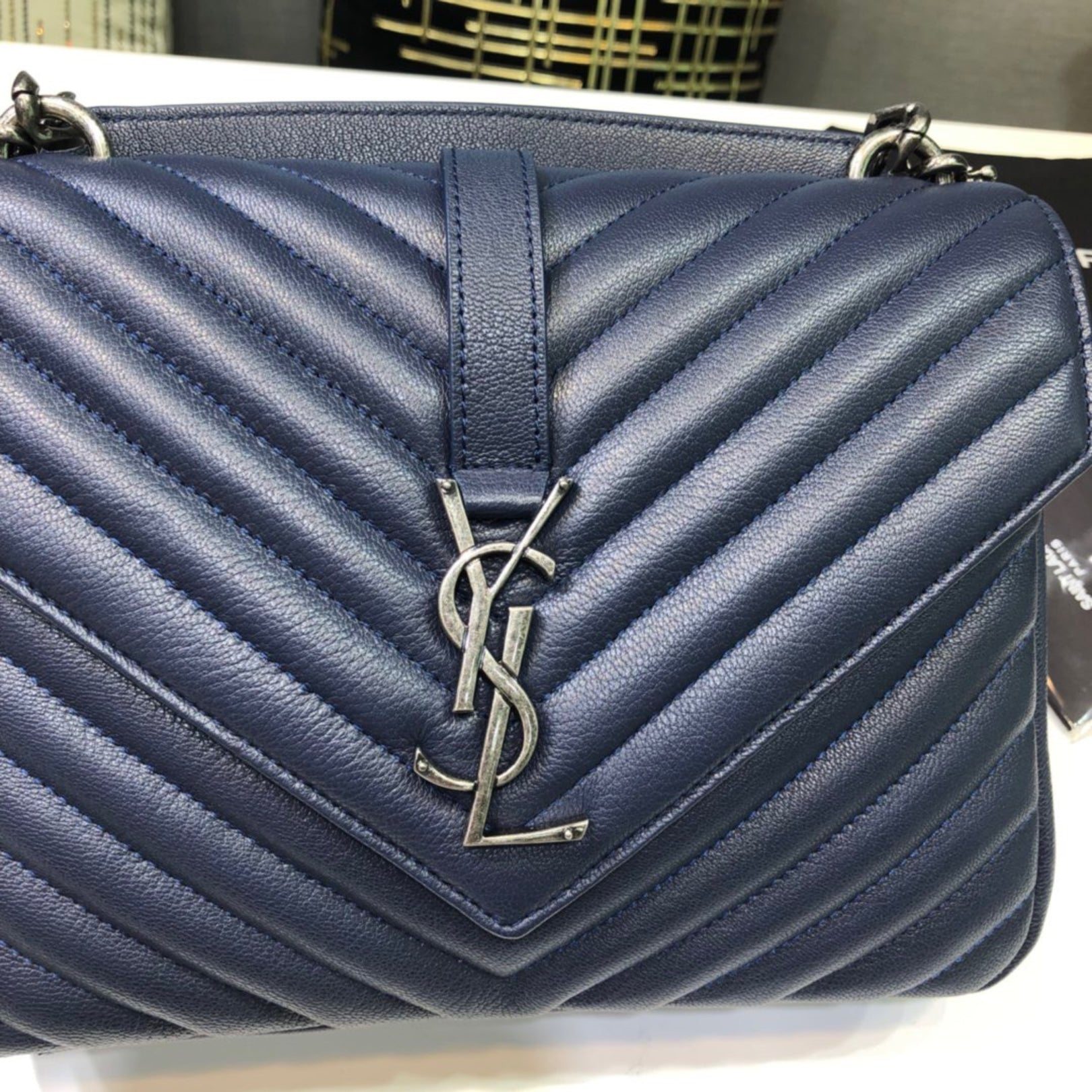 YSL College Medium Navy Blue Bag