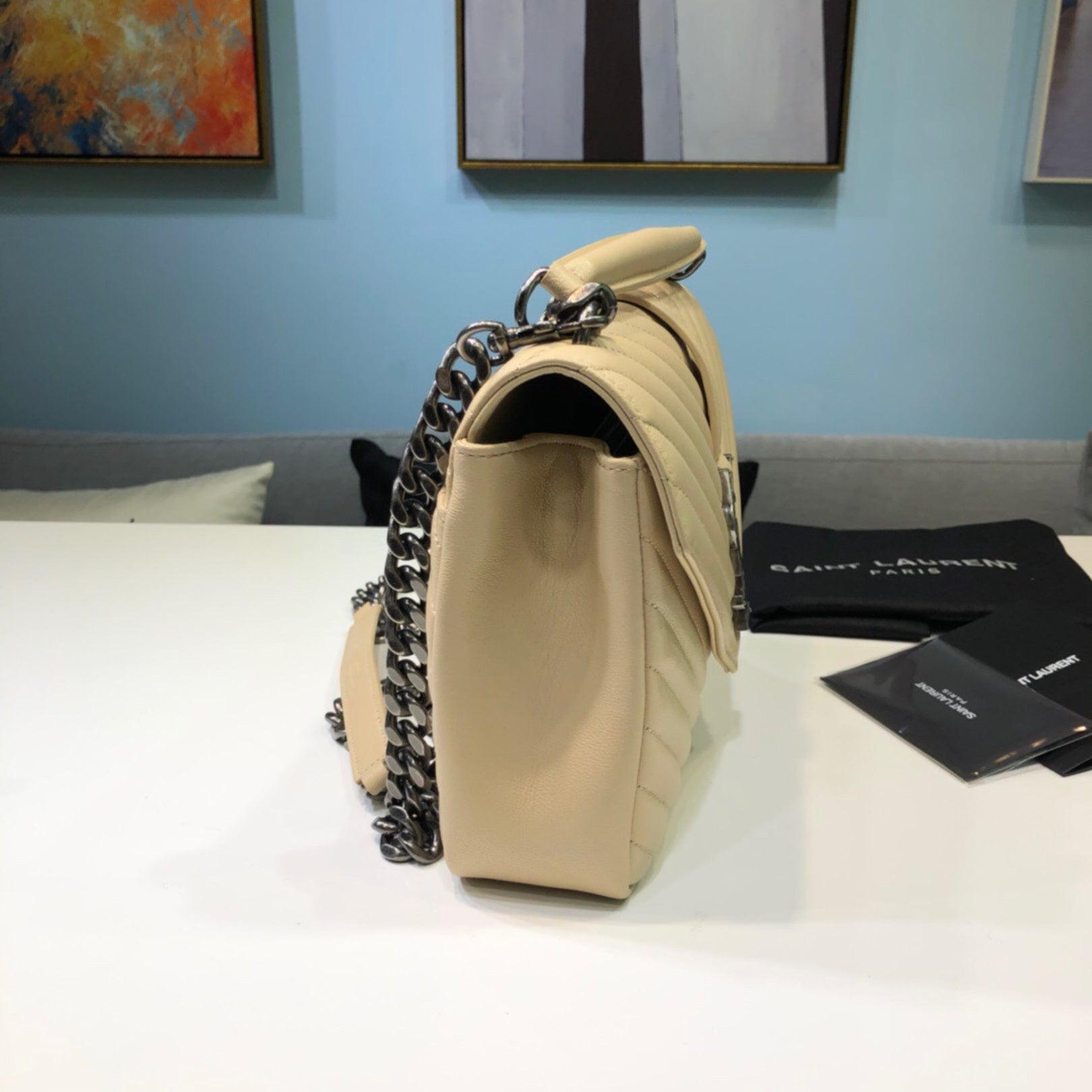 YSL College Medium Beige Bag