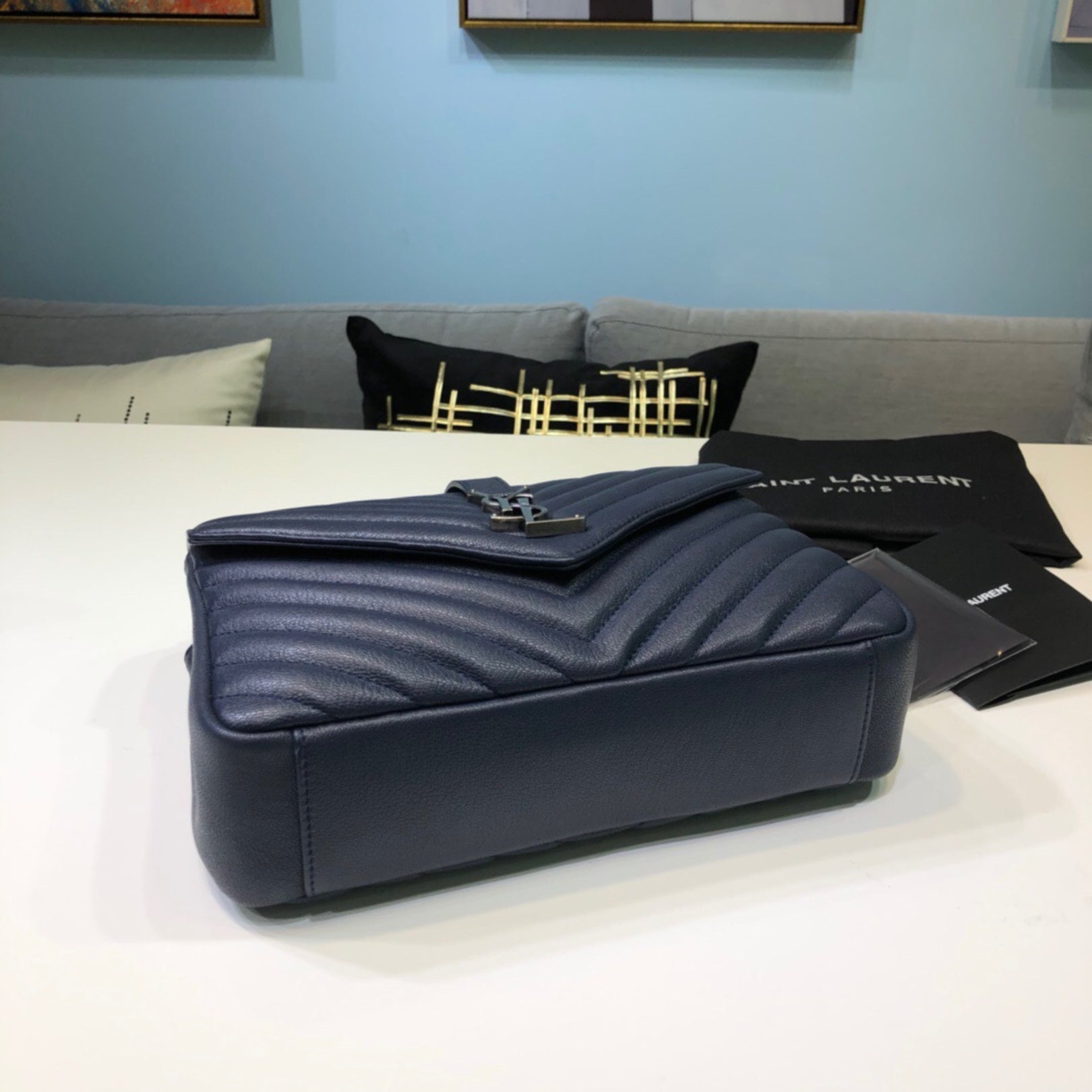 YSL College Medium Navy Blue Bag