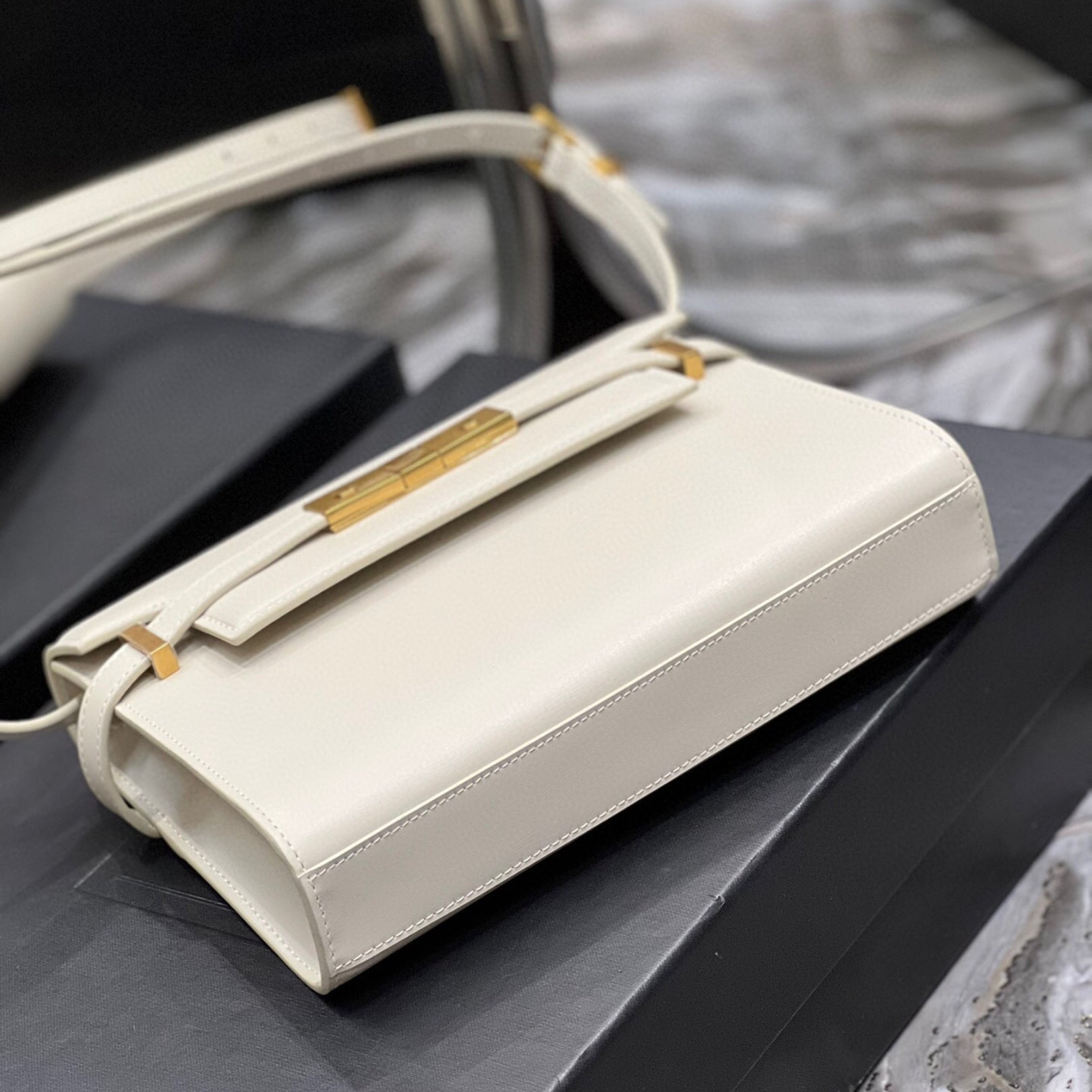 Small White YSL Manhattan Bag