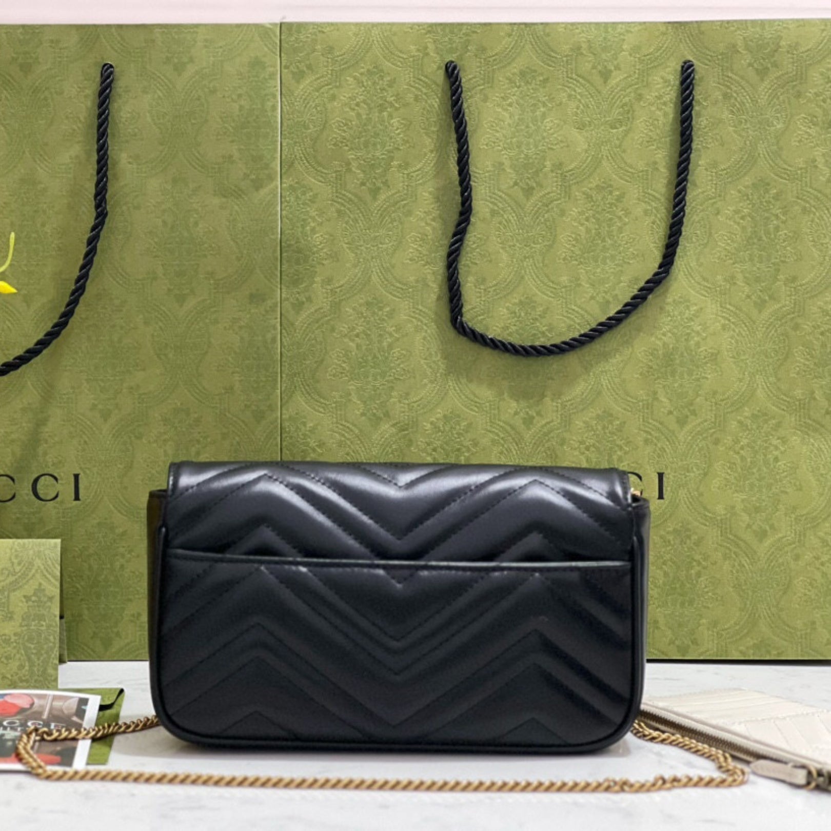 GG Marmont Mini Black Bag 21.5cm