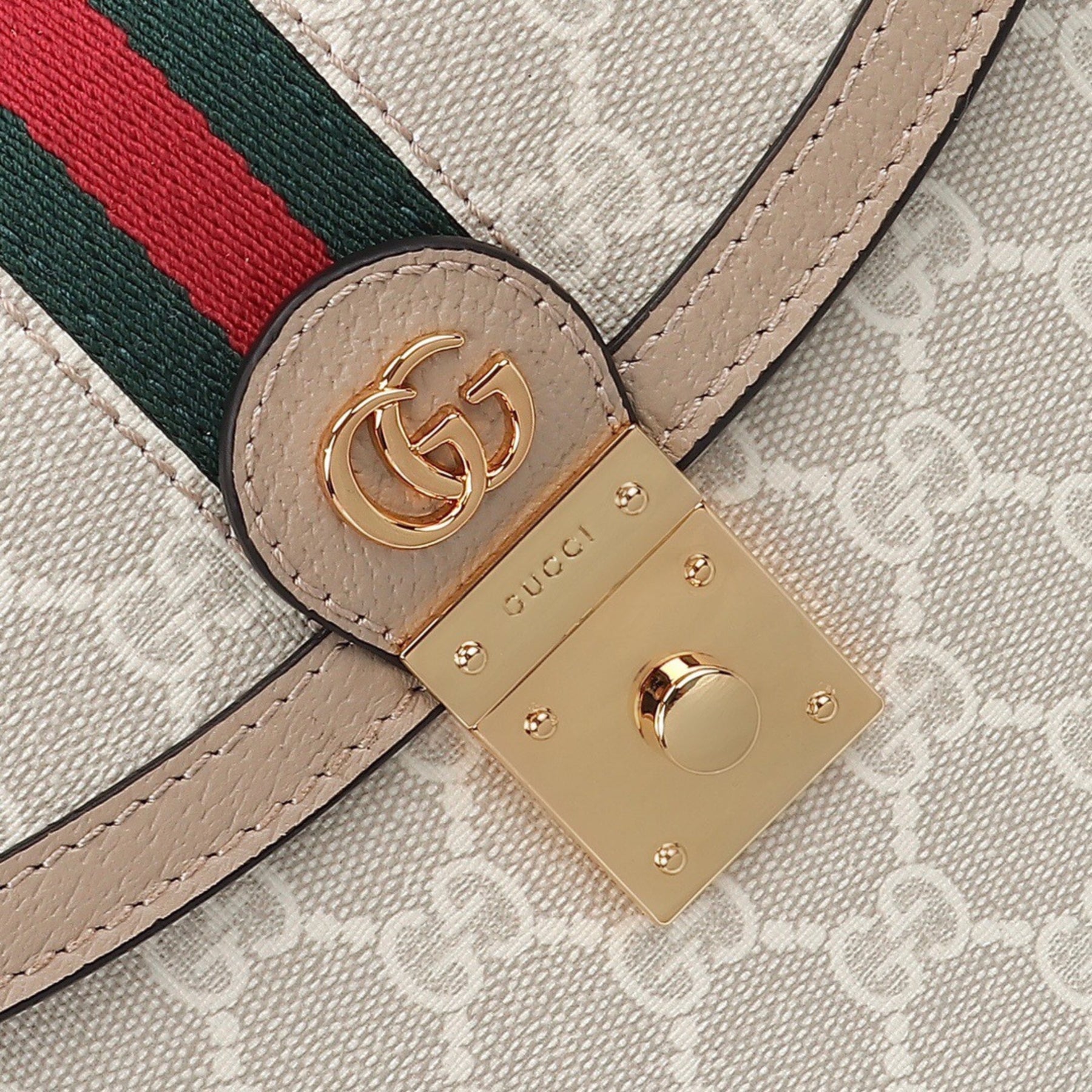 Small Light Beige GG Ophidia Bag with 25cm top handle