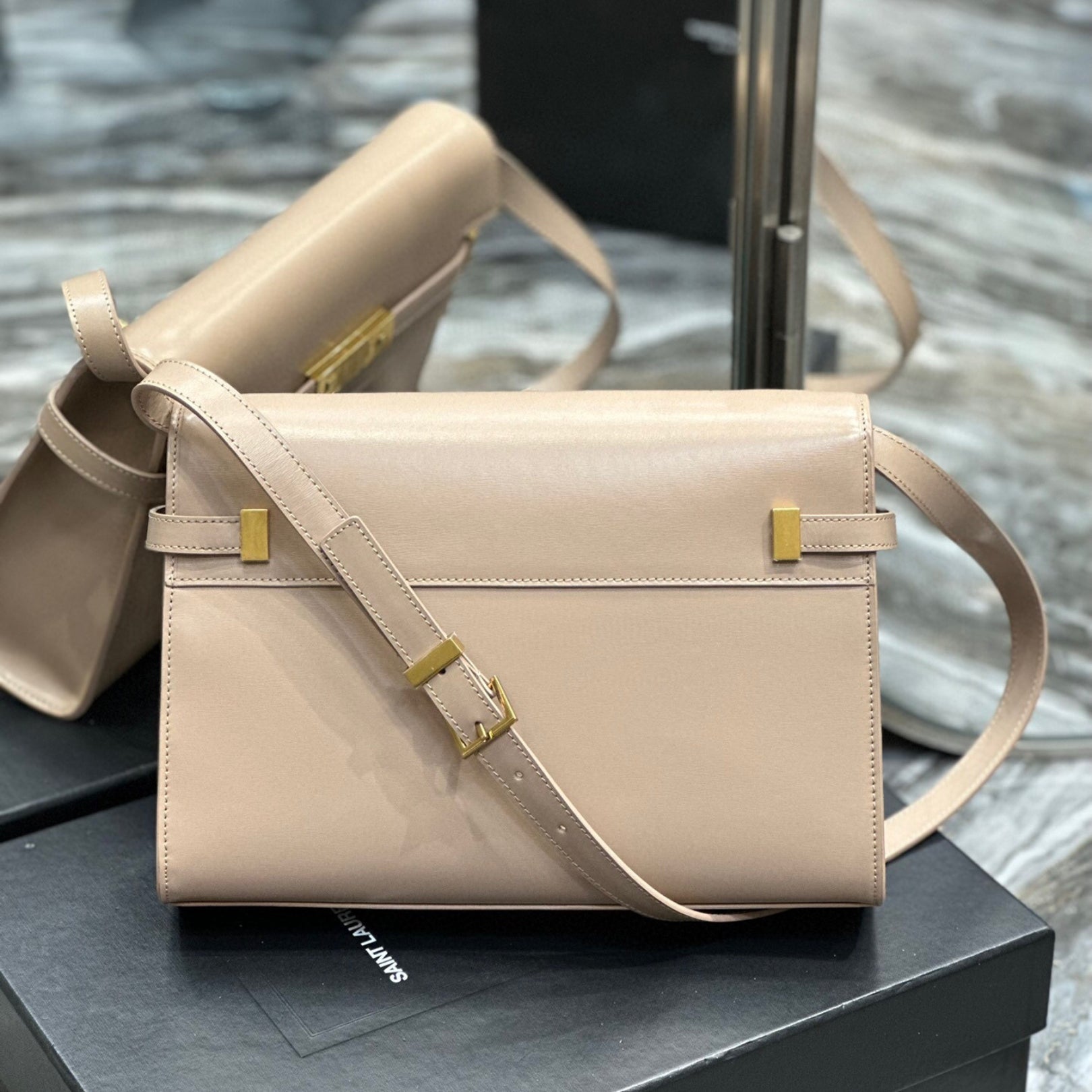 Small Beige YSL Manhattan Bag