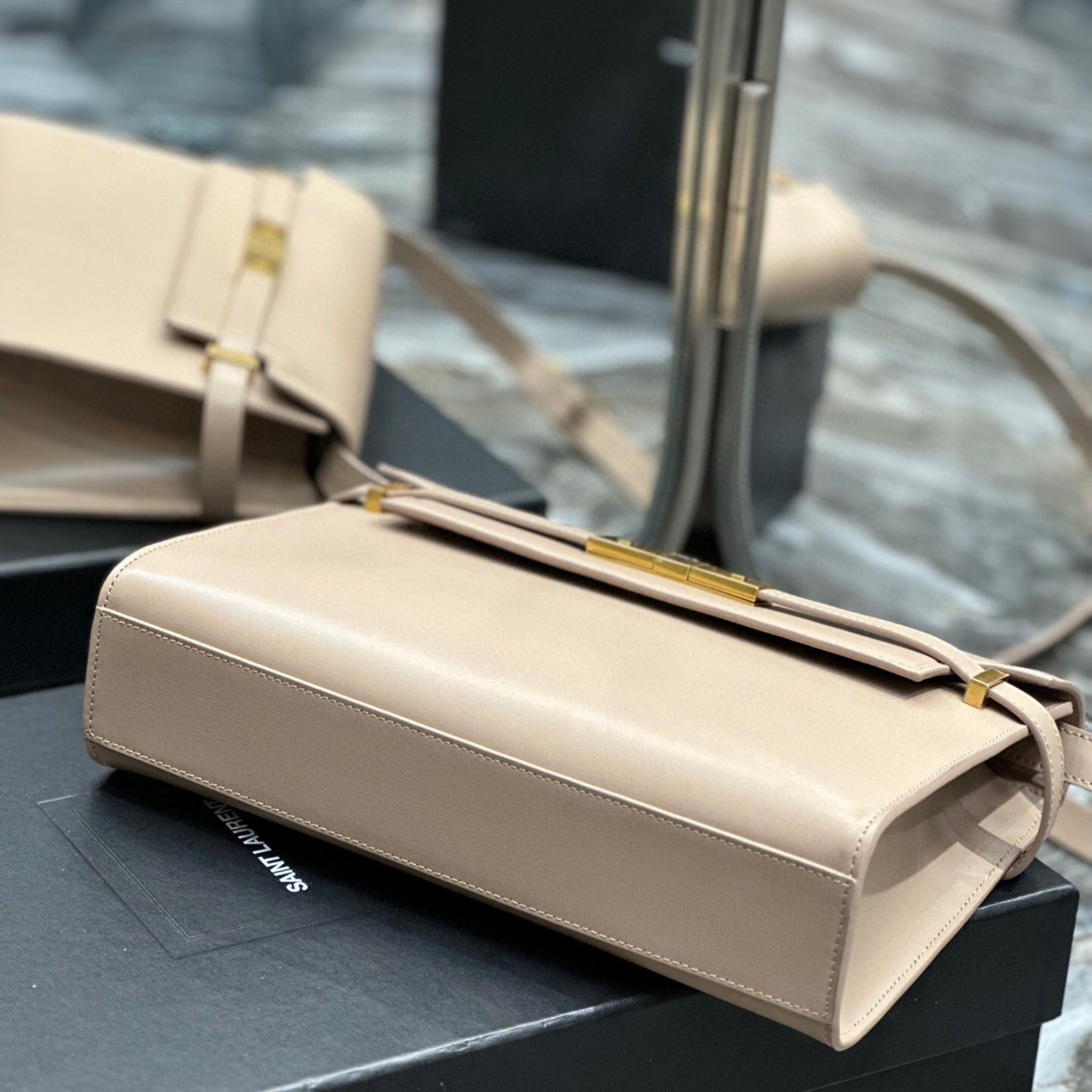 Small Beige YSL Manhattan Bag