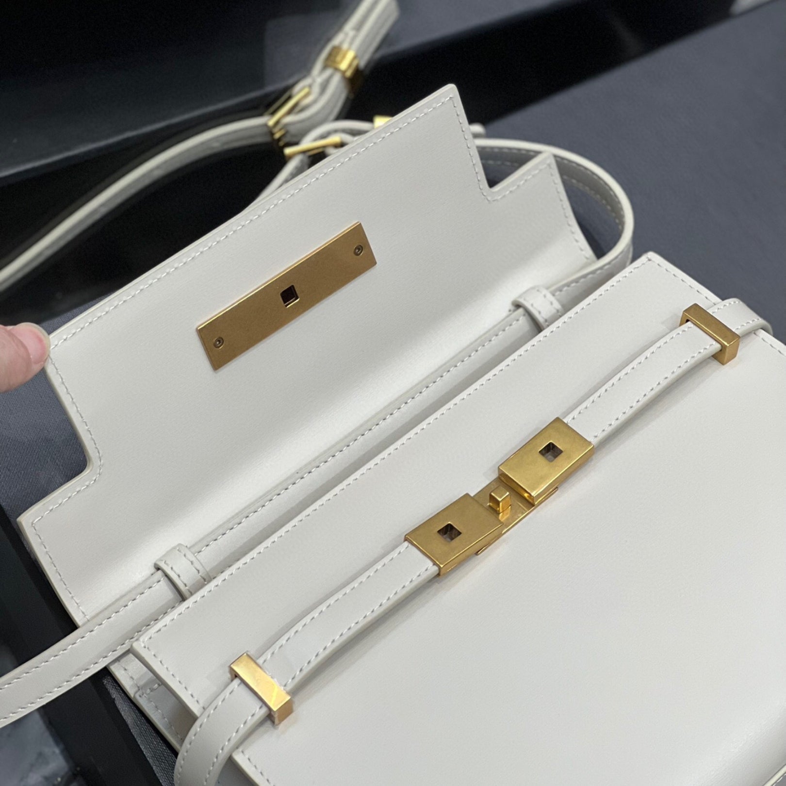 Small White YSL Manhattan Bag