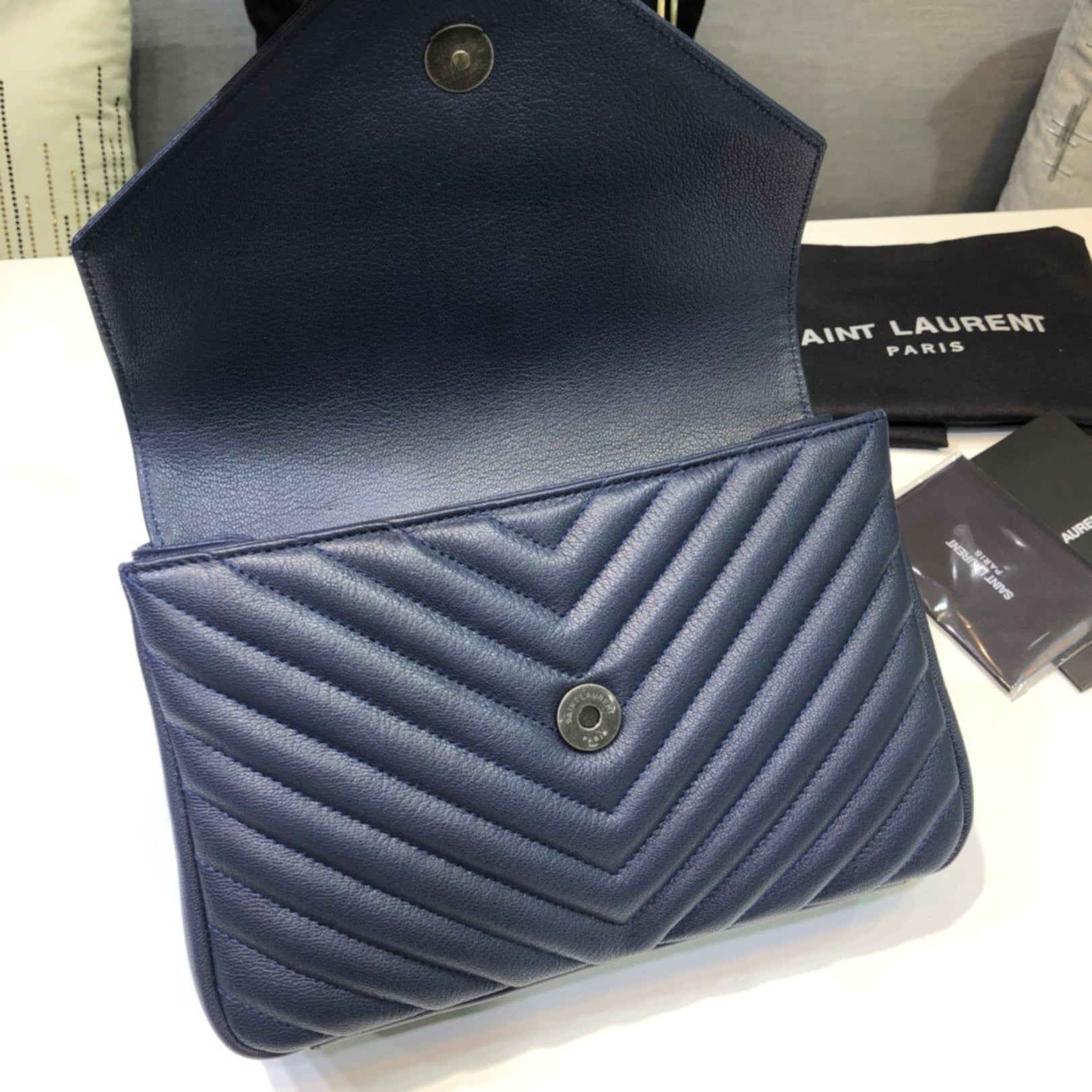 YSL College Medium Navy Blue Bag
