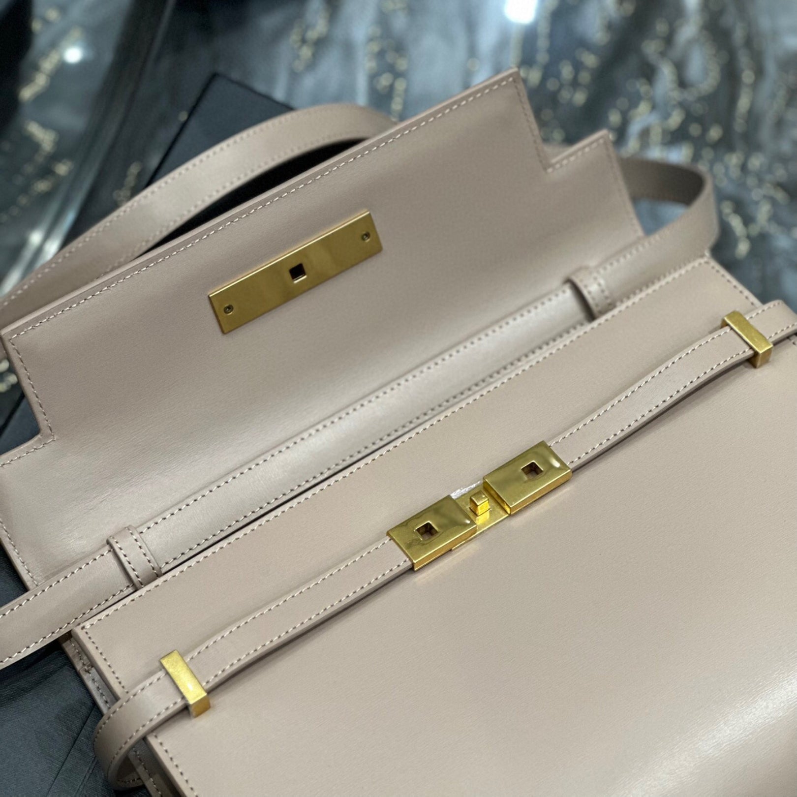 Small Beige YSL Manhattan Bag
