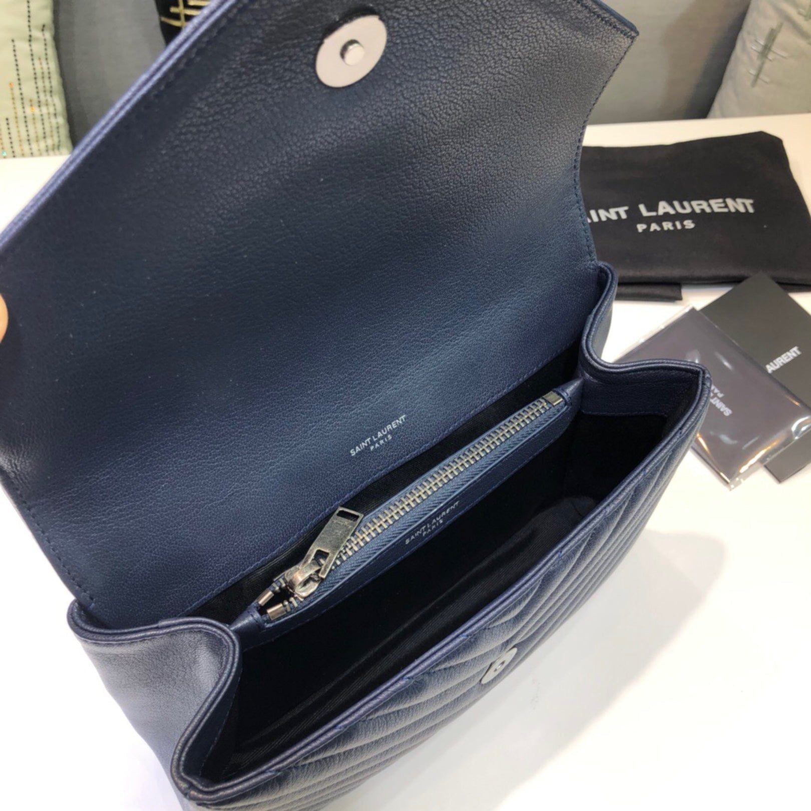 YSL College Medium Navy Blue Bag