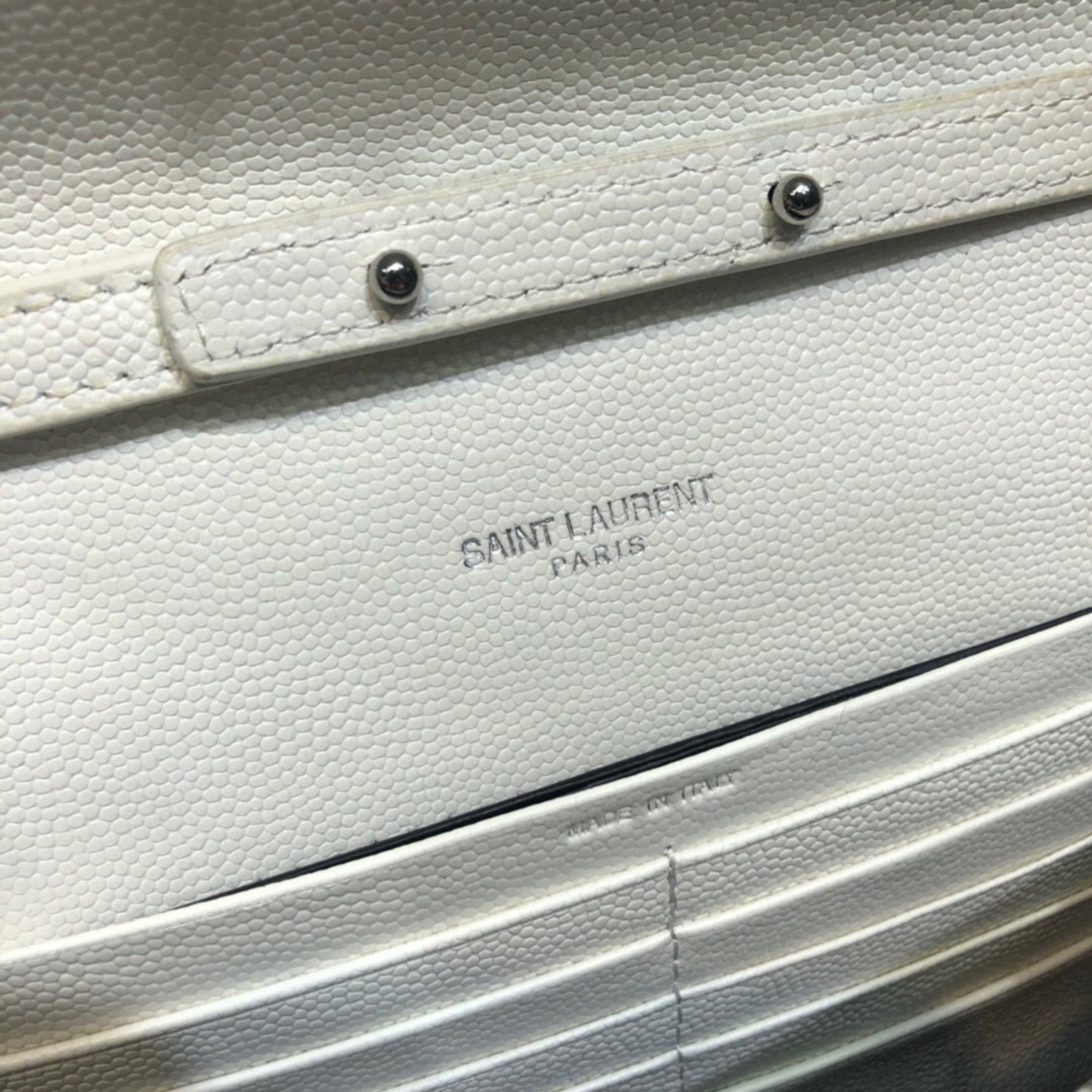 YSL Small Monogram White Bag with Silver Logo