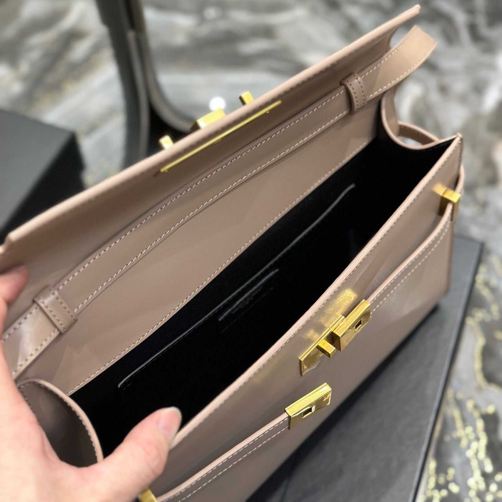 Small Beige YSL Manhattan Bag