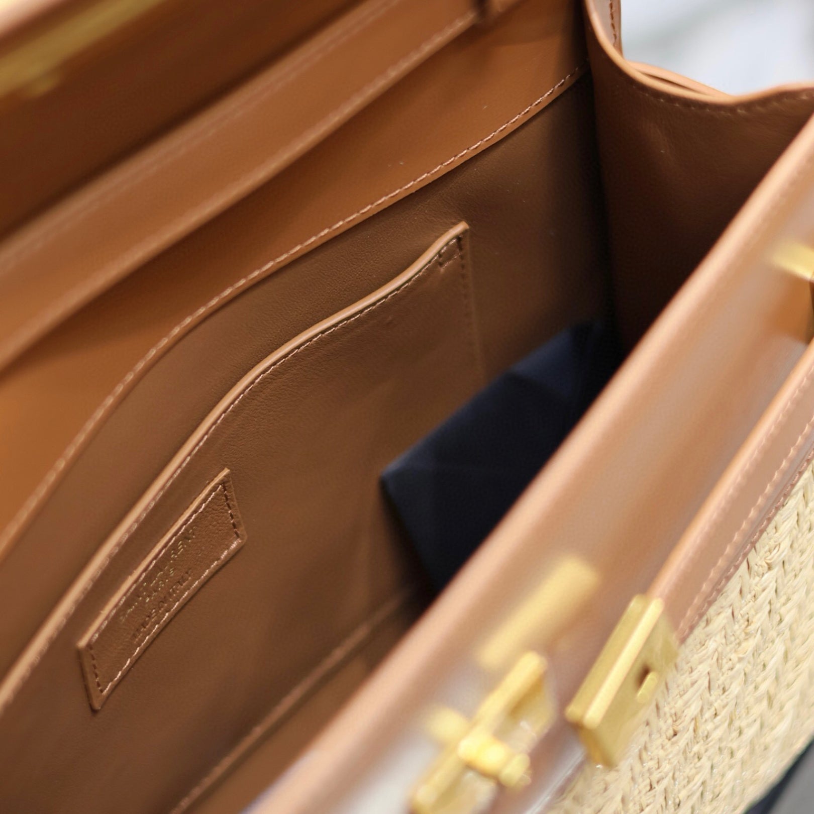 Small Beige and Brown YSL Manhattan Bag