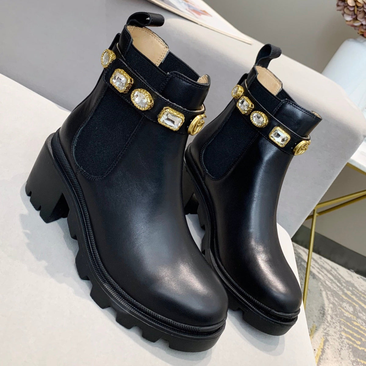 GG Ankle boot with stones and 60mm heel