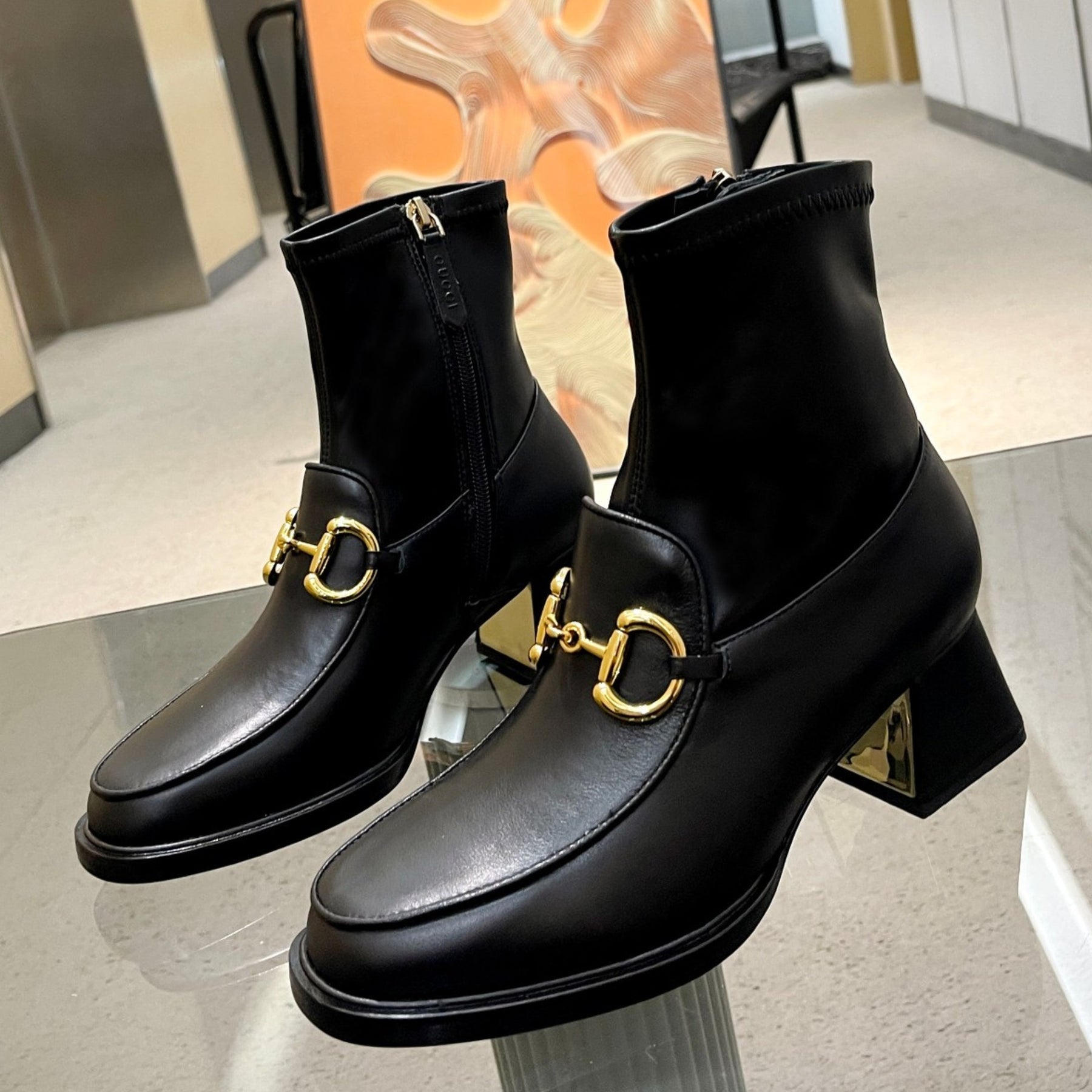 GG boot with horsebit detail and 55mm heel in black