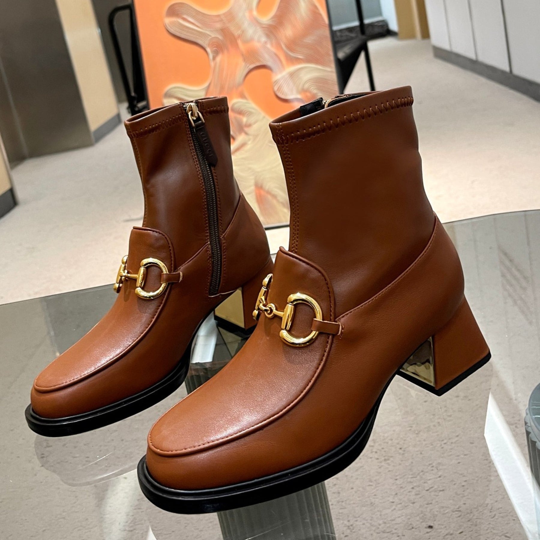 GG boot with horsebit detail and 55mm heel Brown