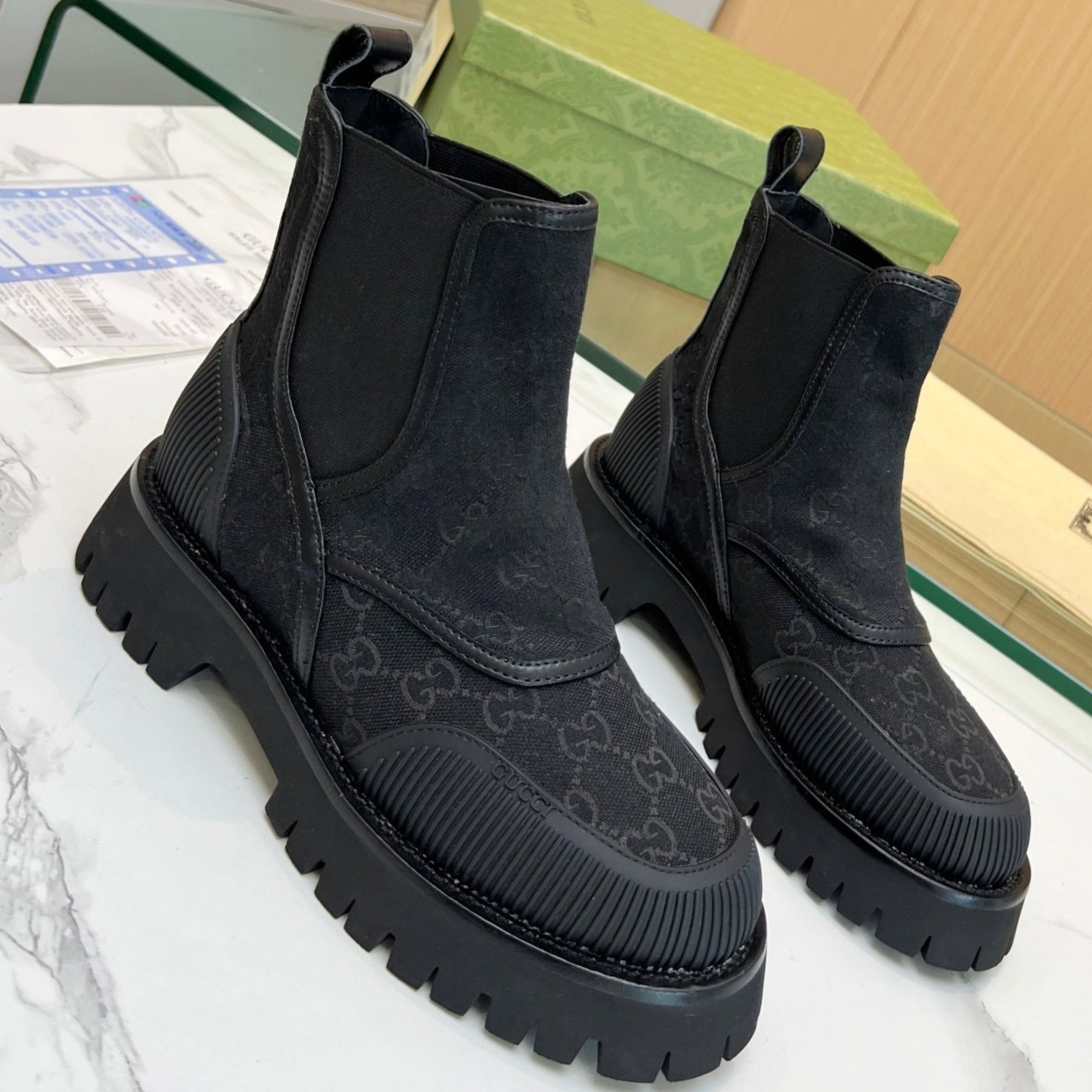 GG Canvas Ankle Boot Black