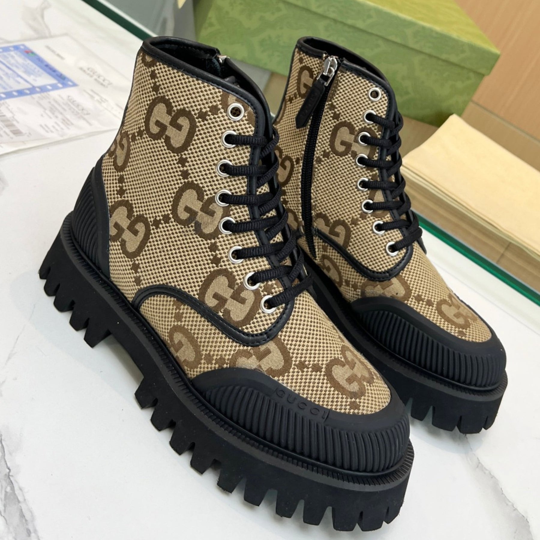 GG Canvas GG Maxi Beige Boot