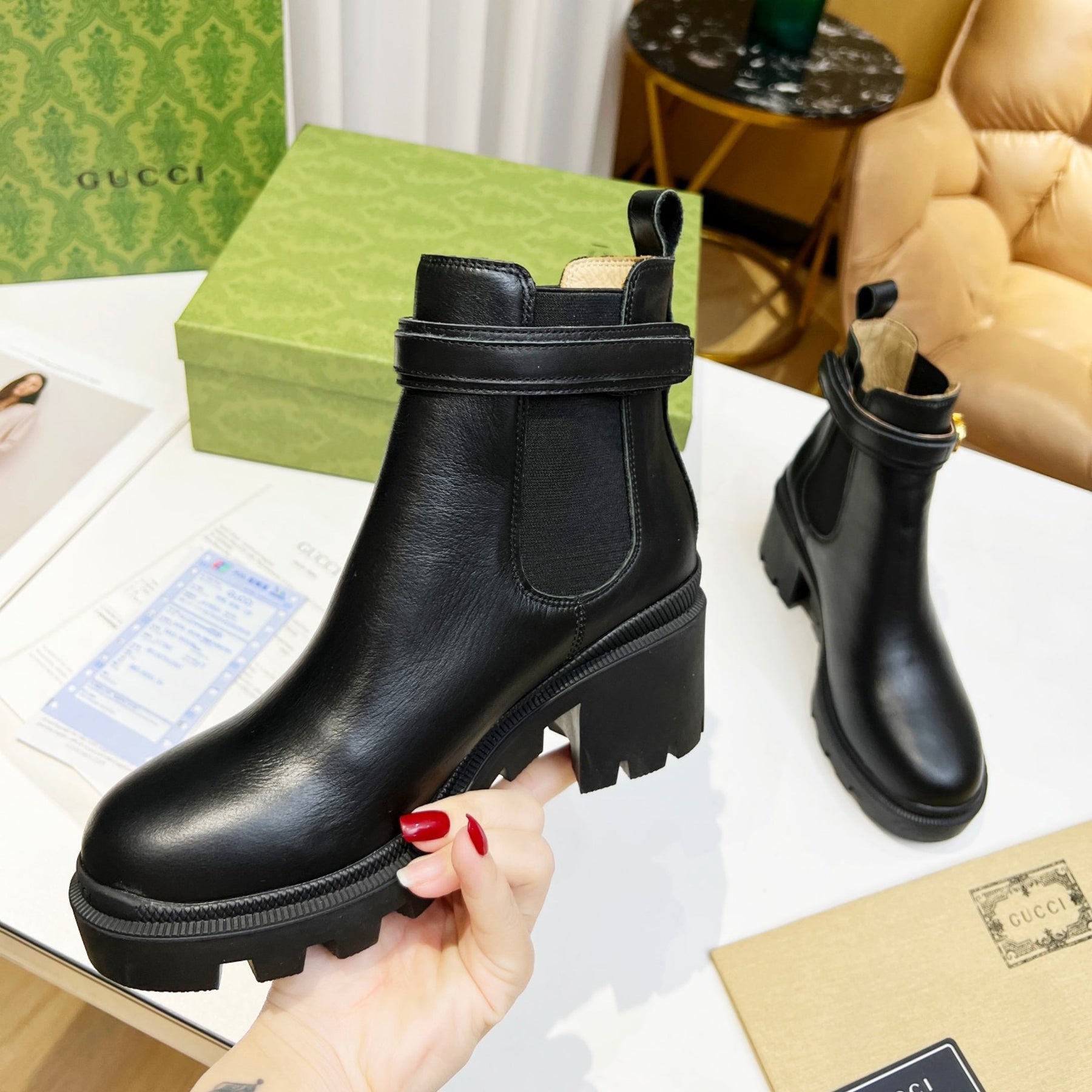 GG Ankle boot with logo and 70mm heel