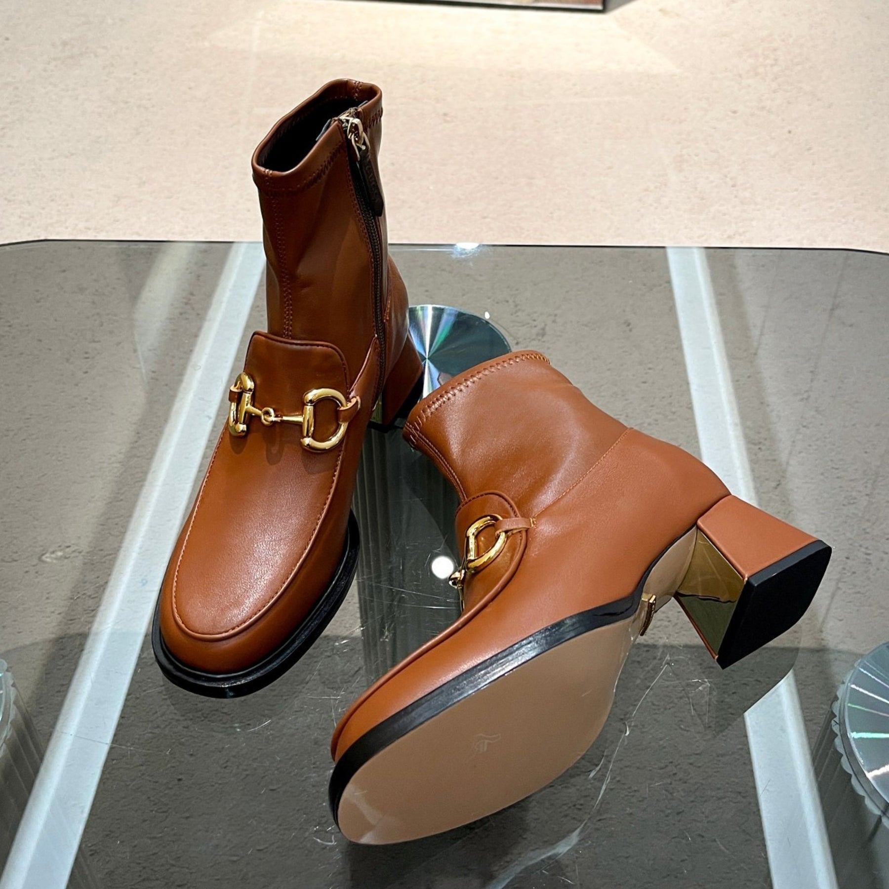 GG boot with horsebit detail and 55mm heel Brown