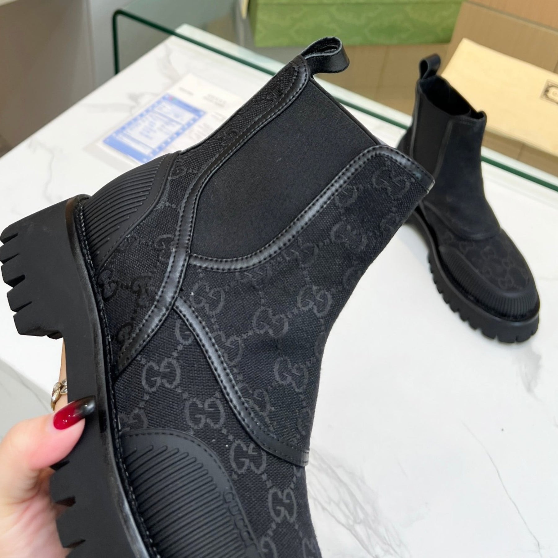 GG Canvas Ankle Boot Black