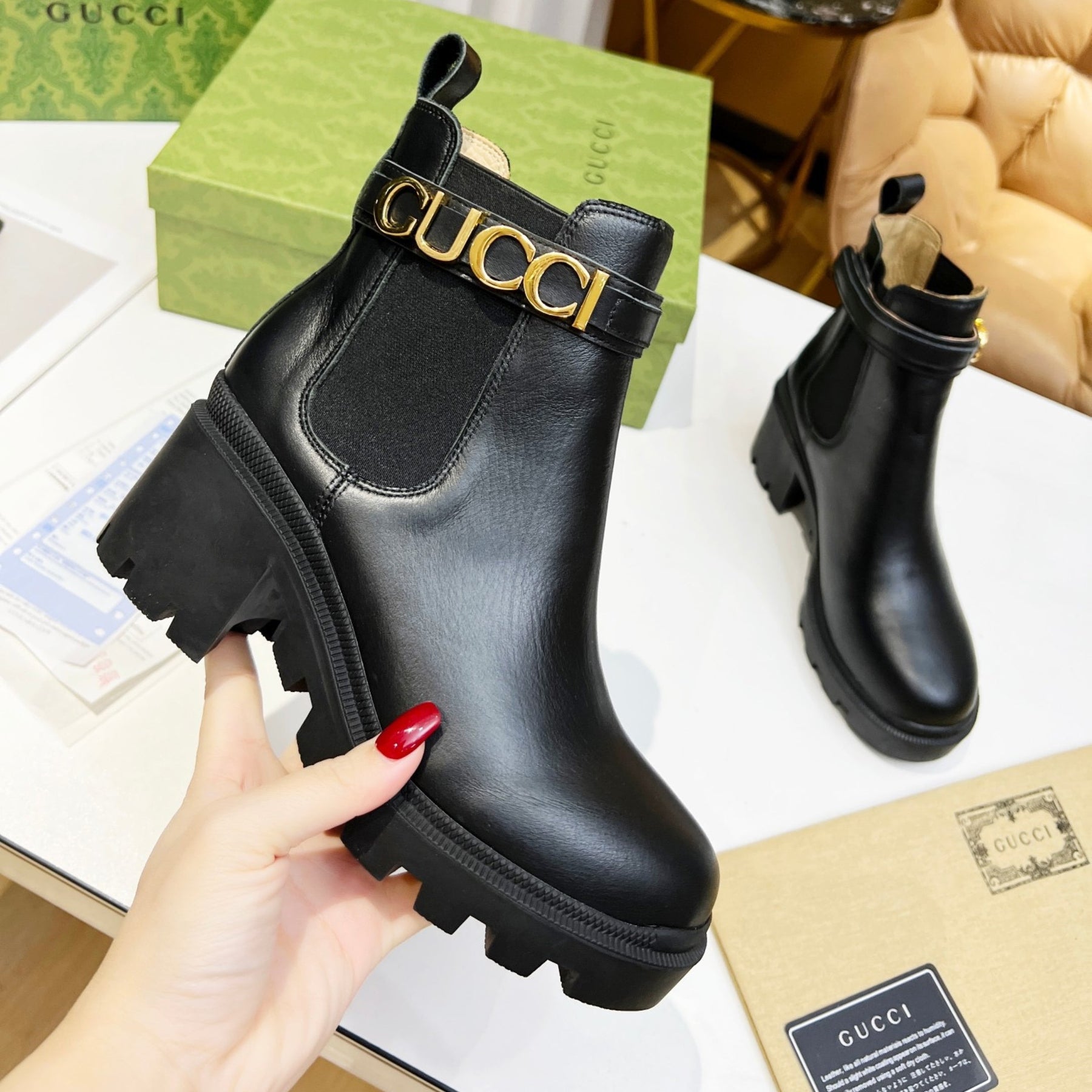 GG Ankle boot with logo and 70mm heel