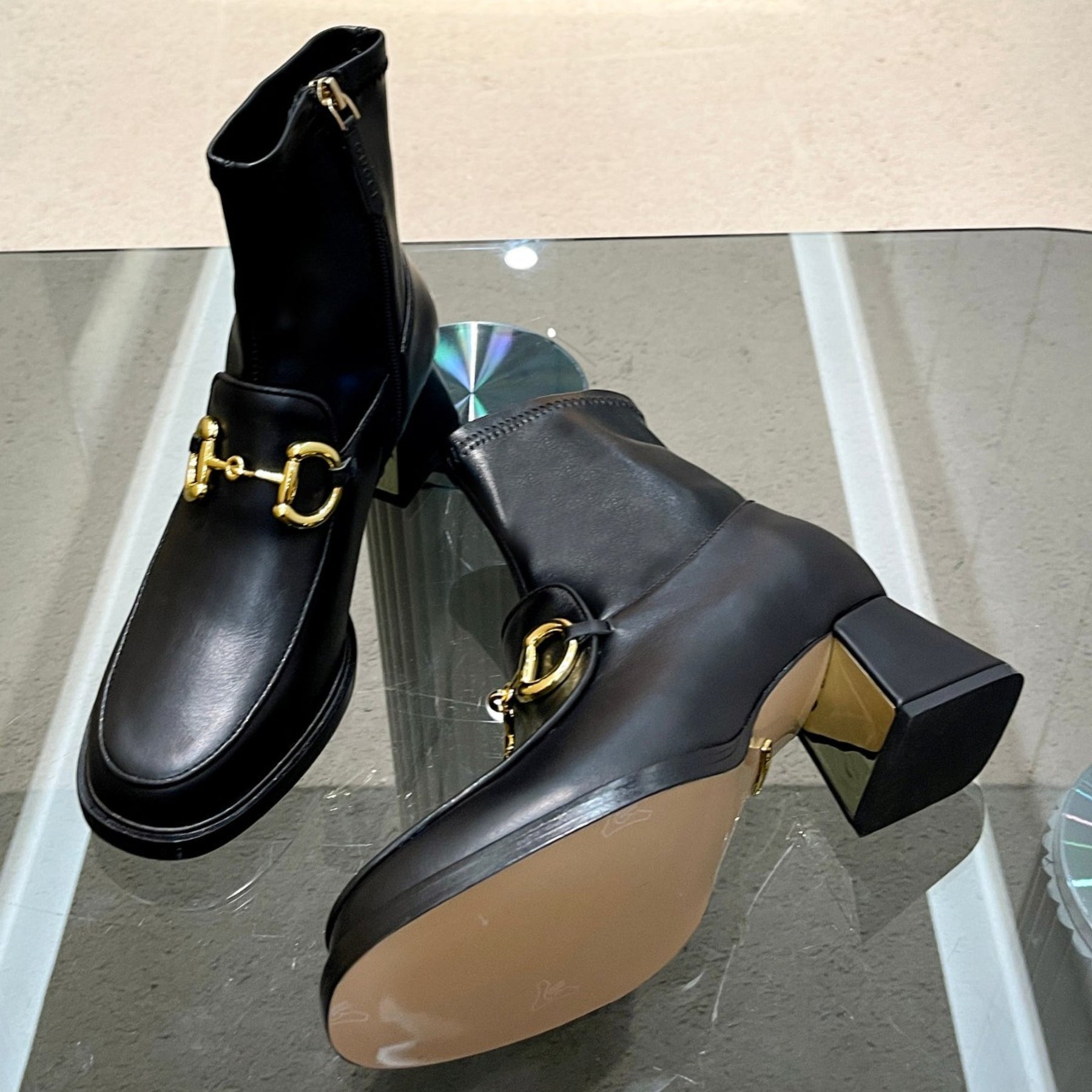 GG boot with horsebit detail and 55mm heel in black