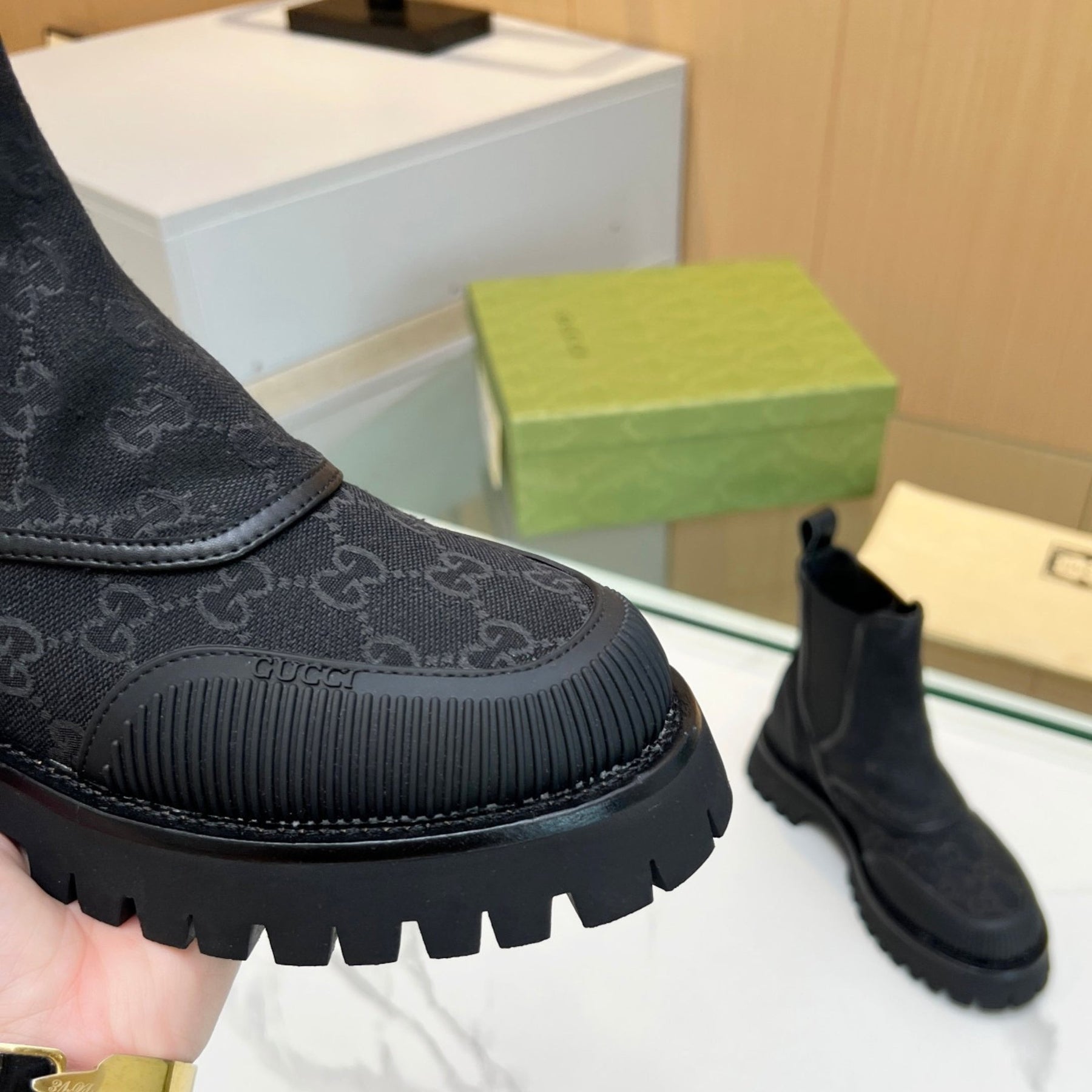 GG Canvas Ankle Boot Black