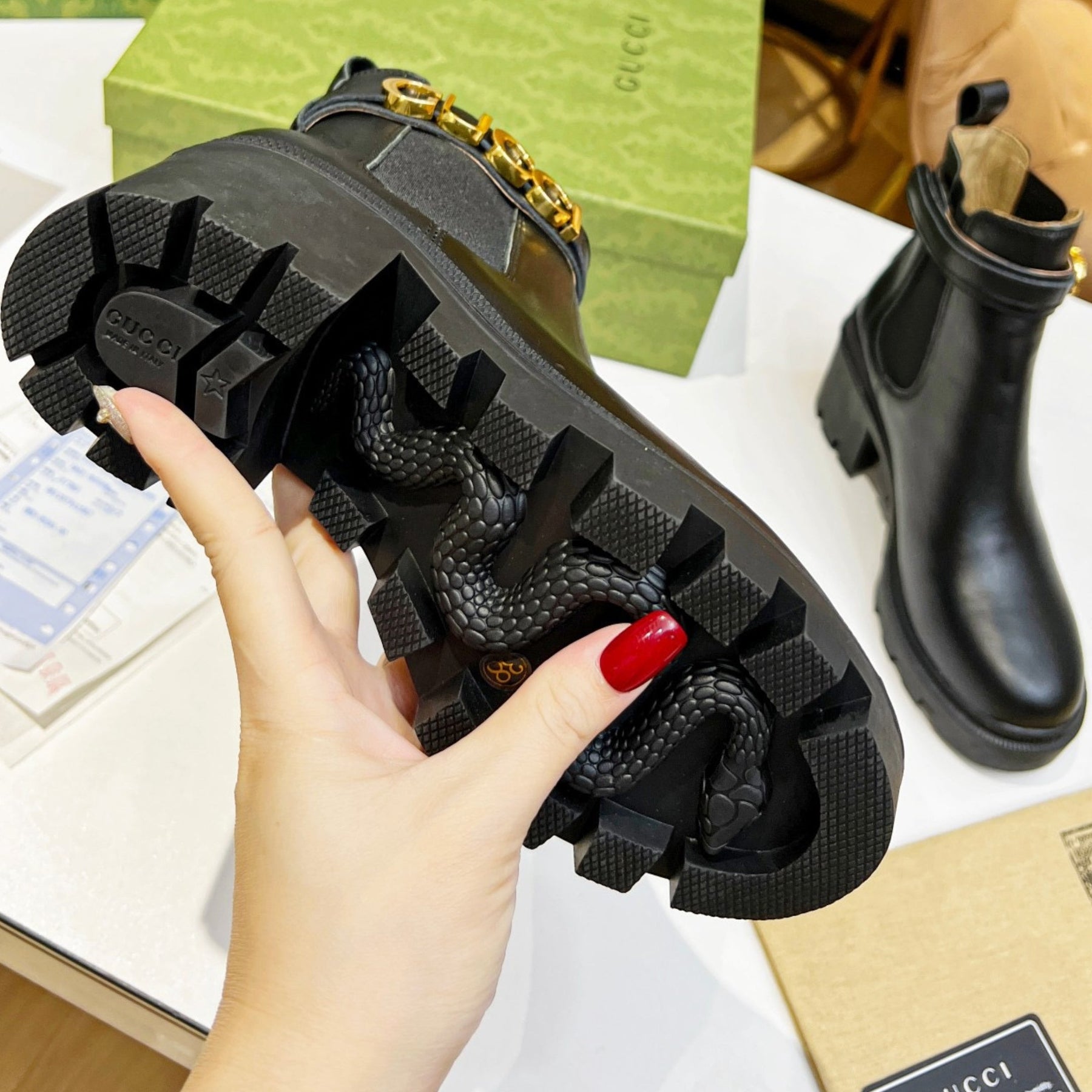 GG Ankle boot with logo and 70mm heel