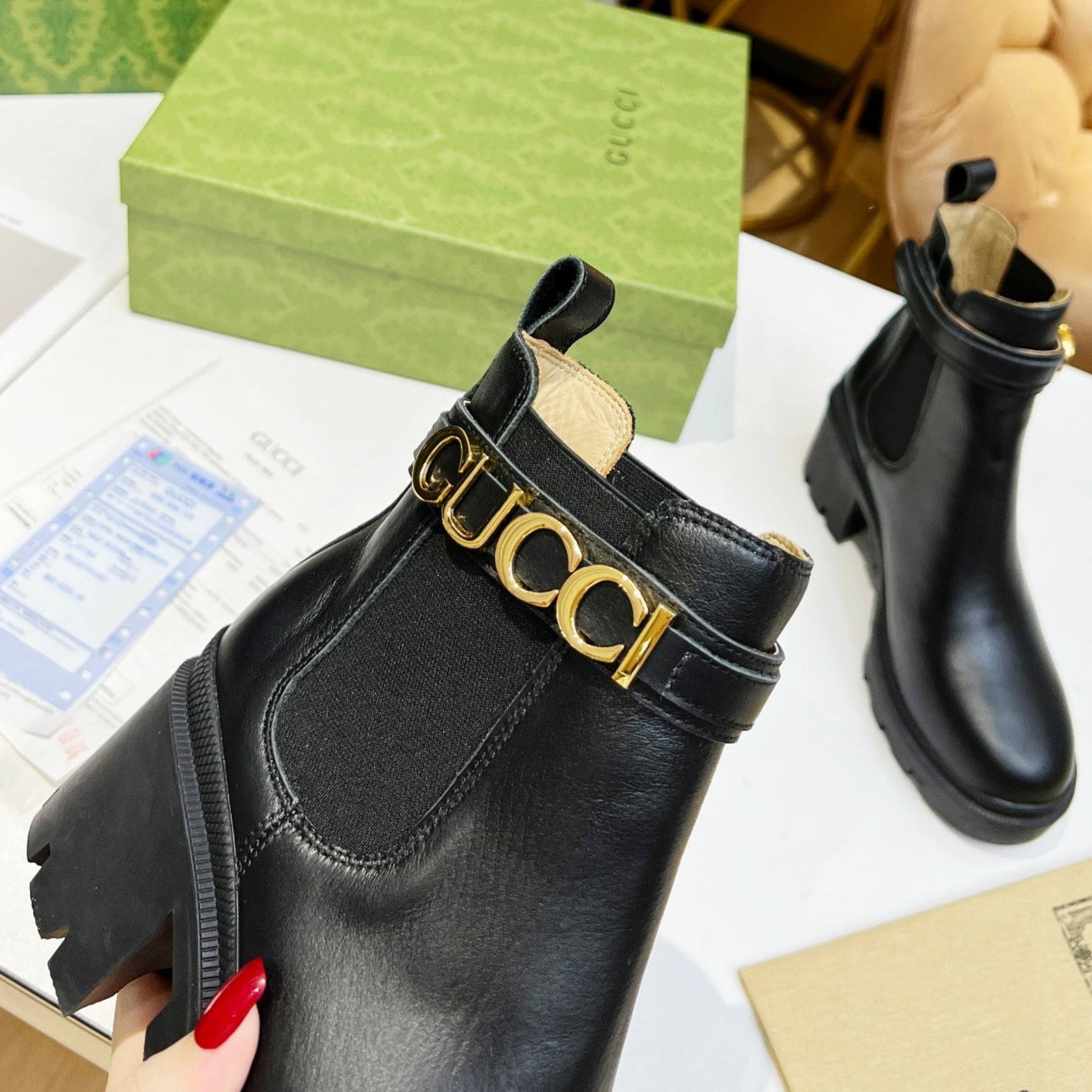 GG Ankle boot with logo and 70mm heel