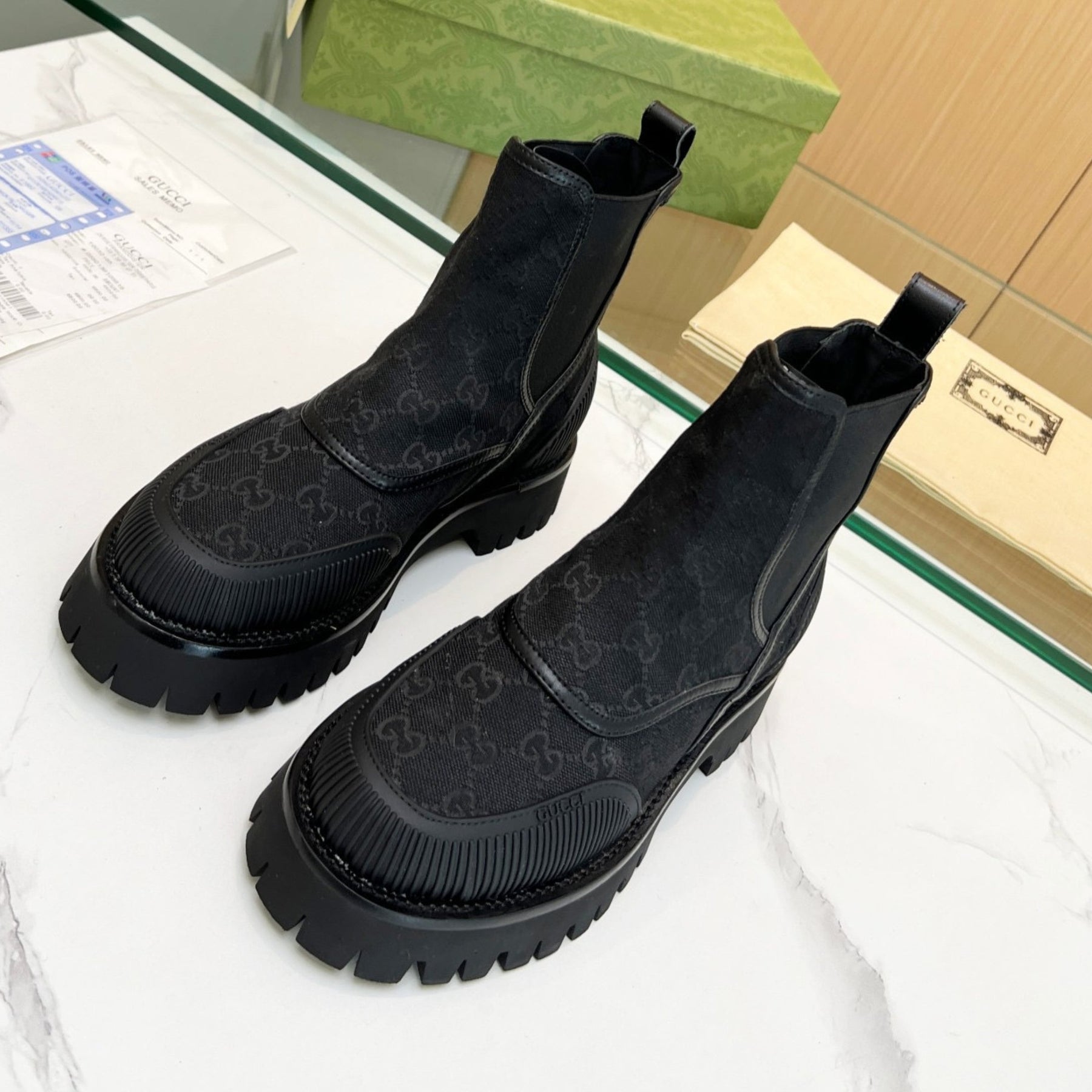 GG Canvas Ankle Boot Black