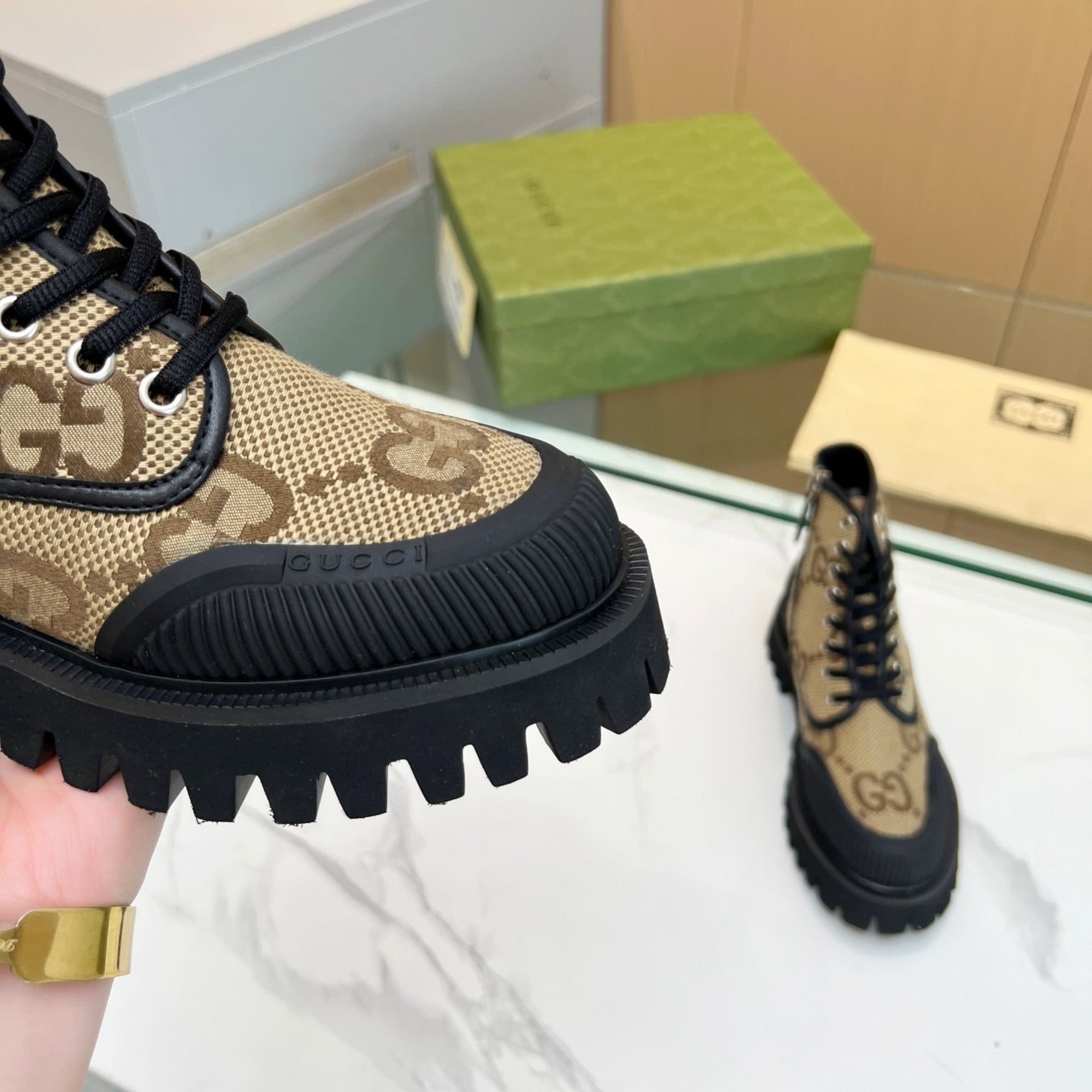 GG Canvas GG Maxi Beige Boot