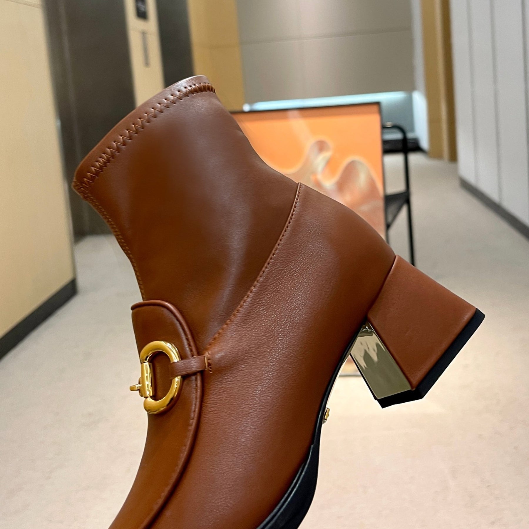 GG boot with horsebit detail and 55mm heel Brown