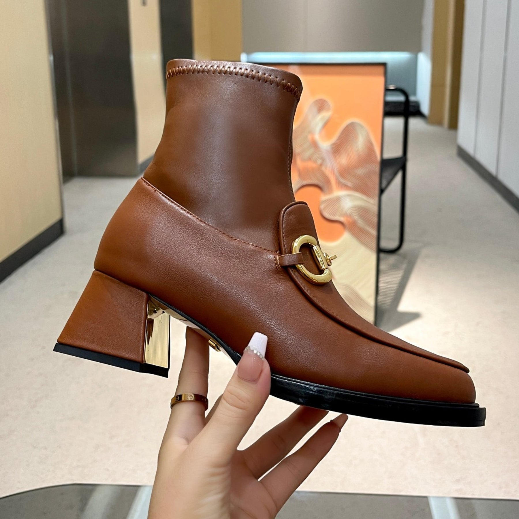 GG boot with horsebit detail and 55mm heel Brown