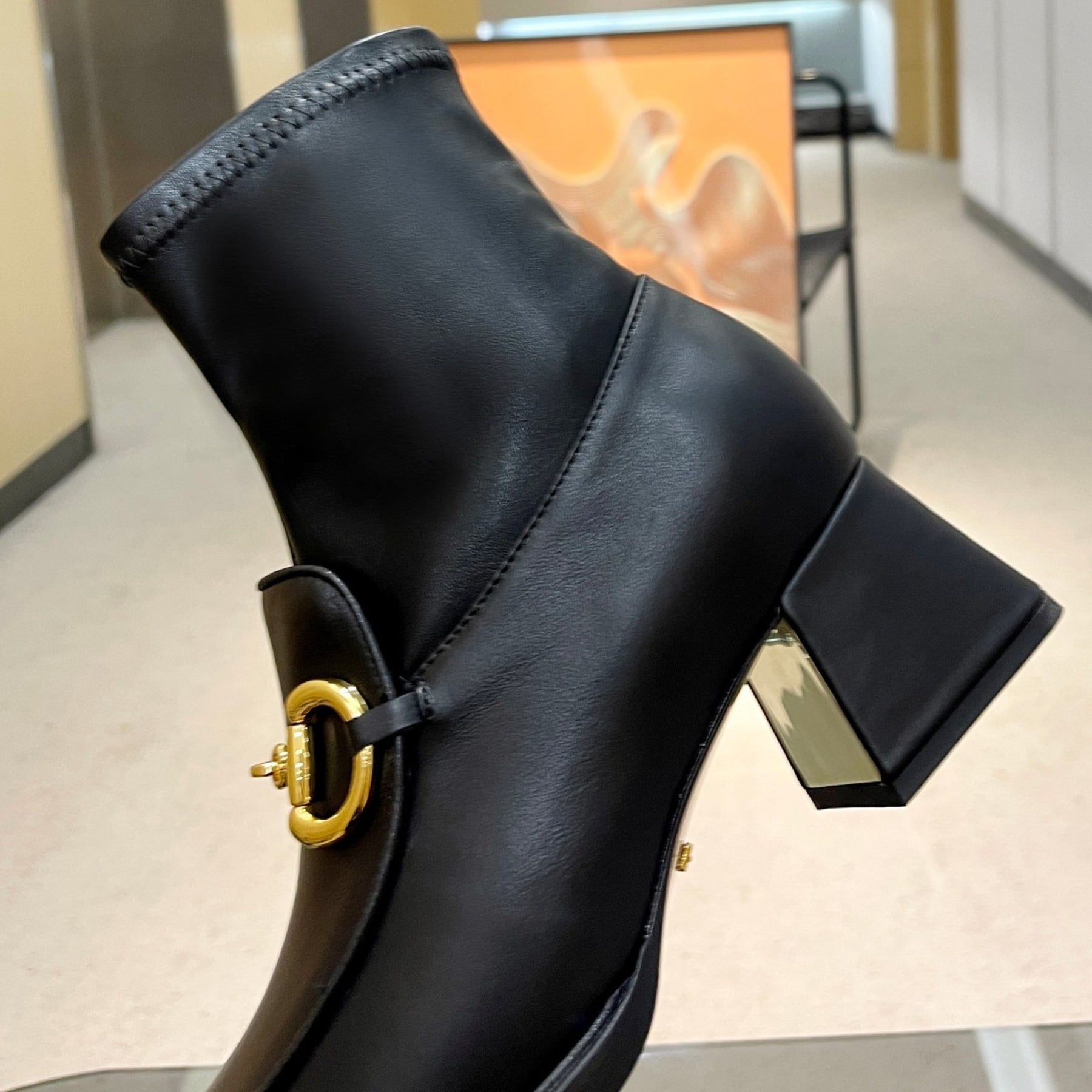 GG boot with horsebit detail and 55mm heel in black