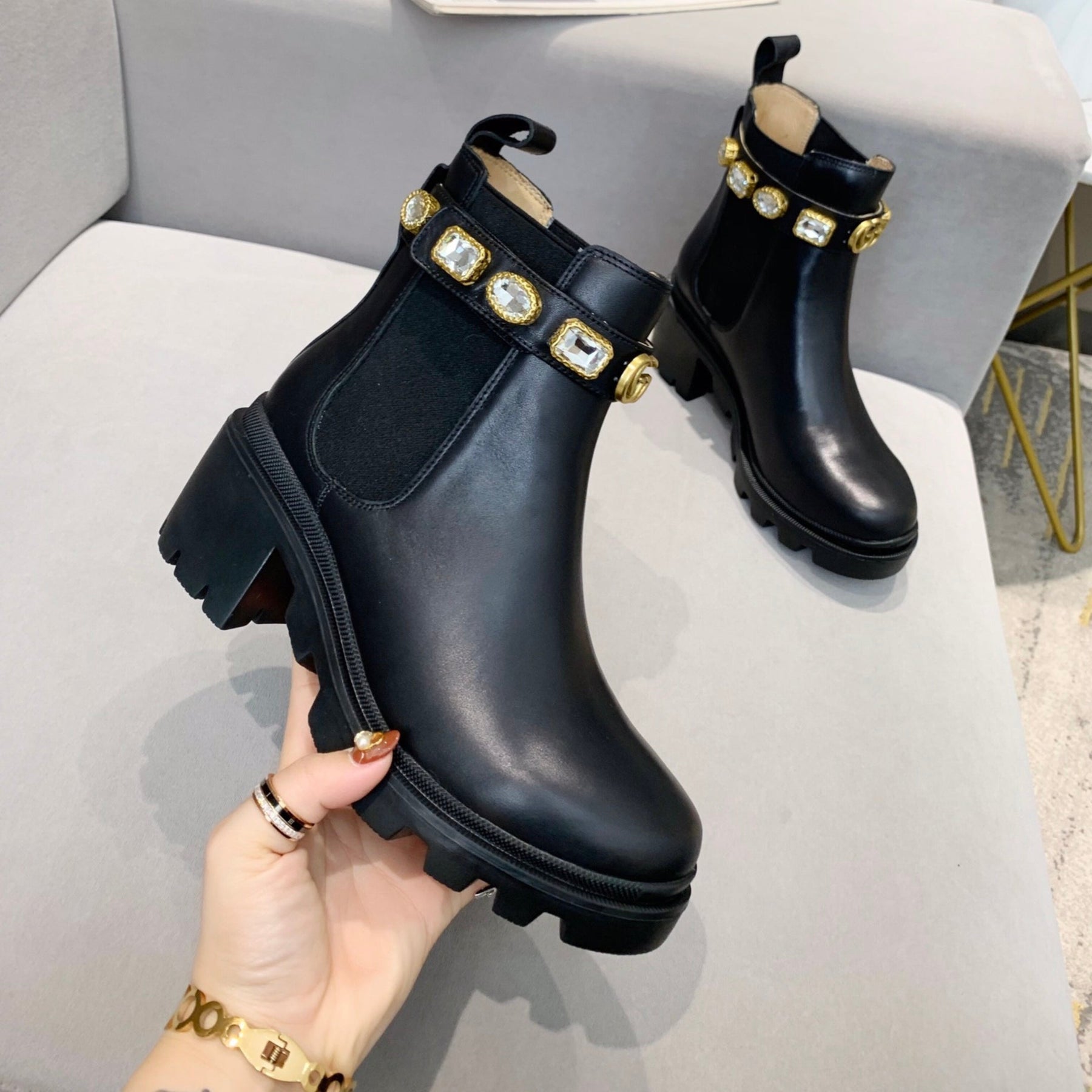 GG Ankle boot with stones and 60mm heel