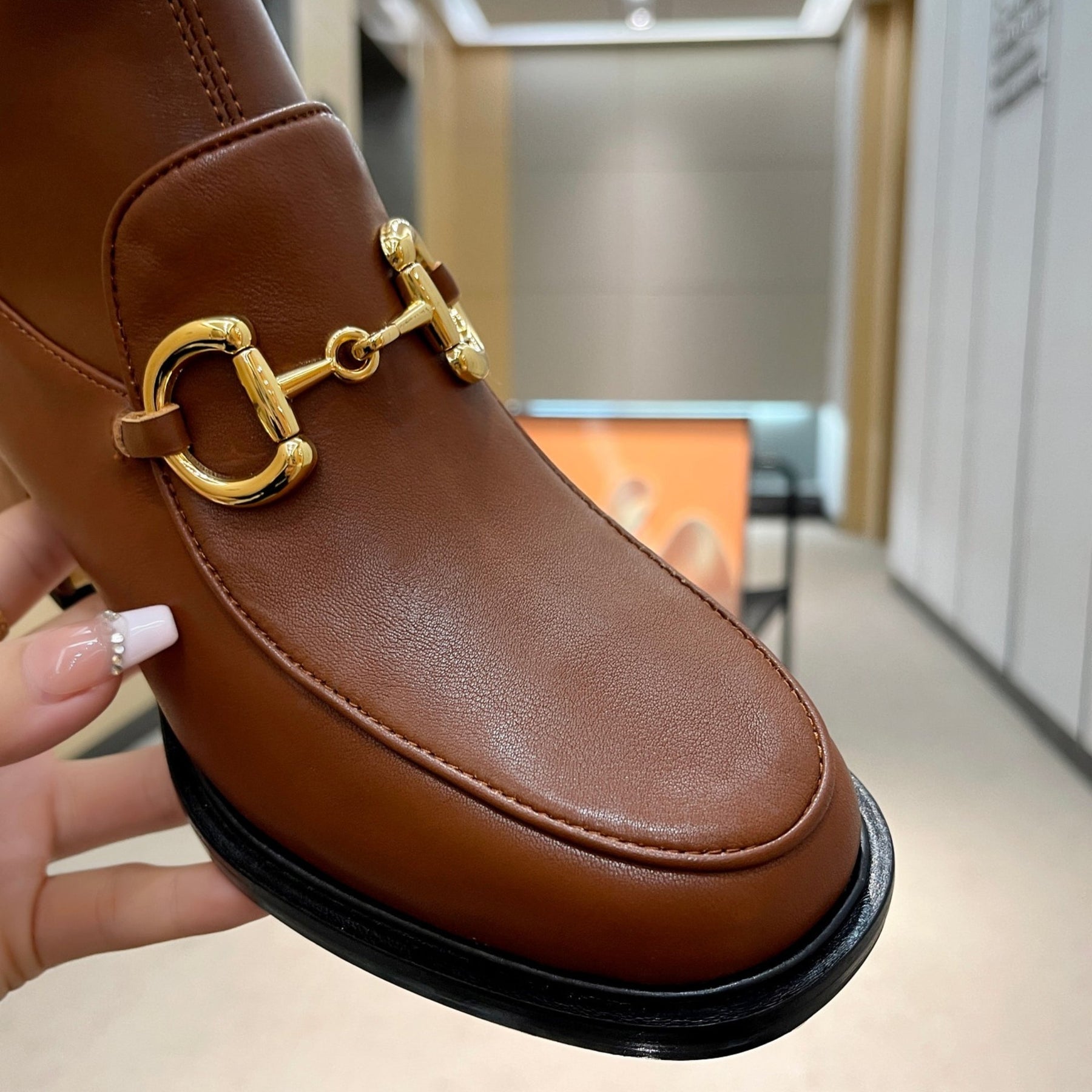 GG boot with horsebit detail and 55mm heel Brown