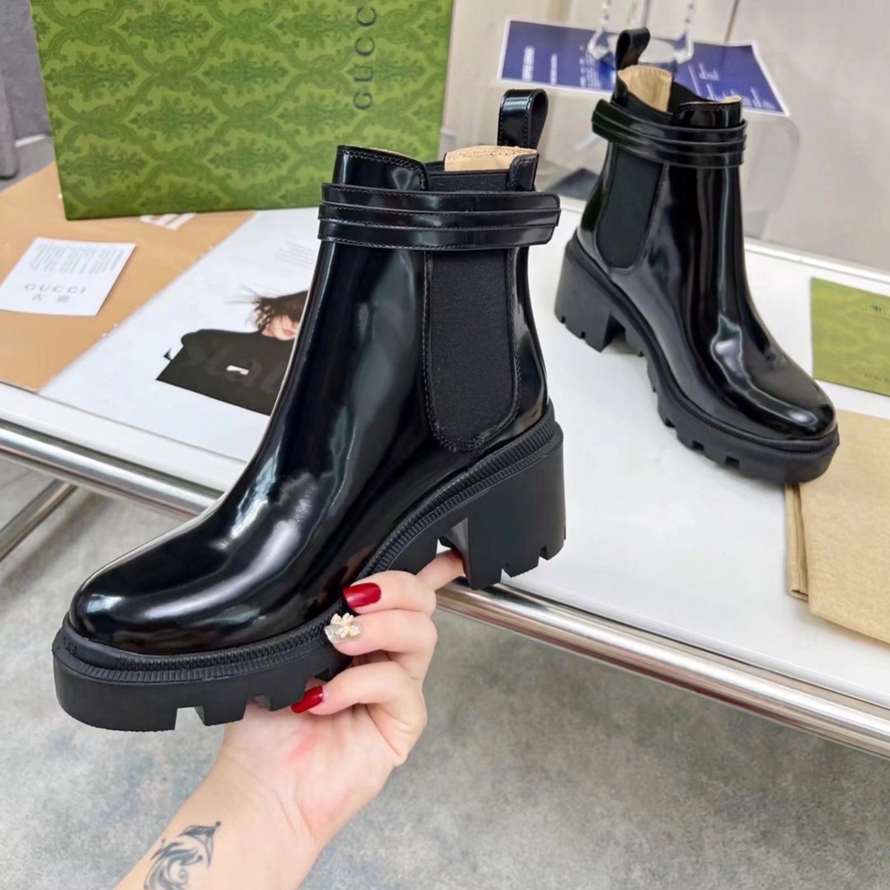 GG Ankle boot with logo and 70mm heel #2