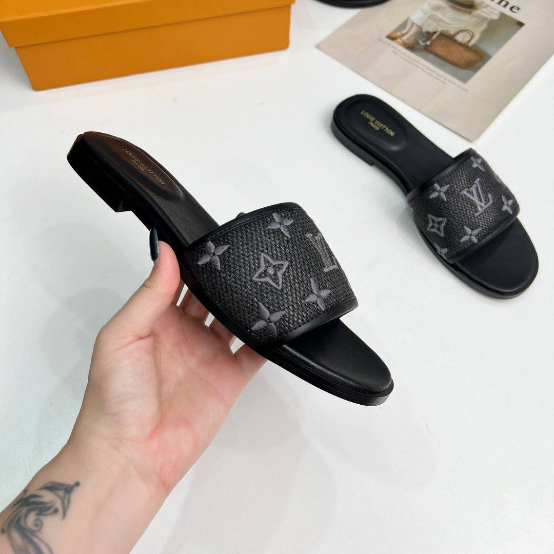 LV Monogram Gray Flip Flops
