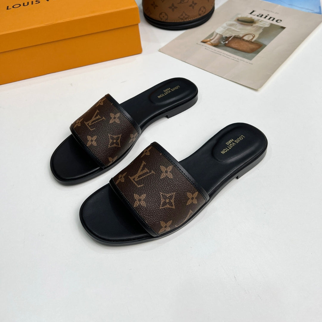 LV Monogram Brown Flip Flops