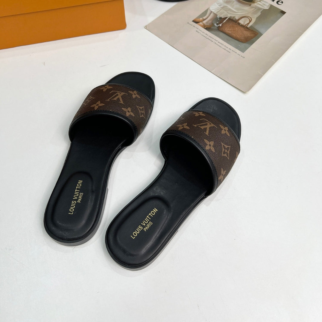 LV Monogram Brown Flip Flops